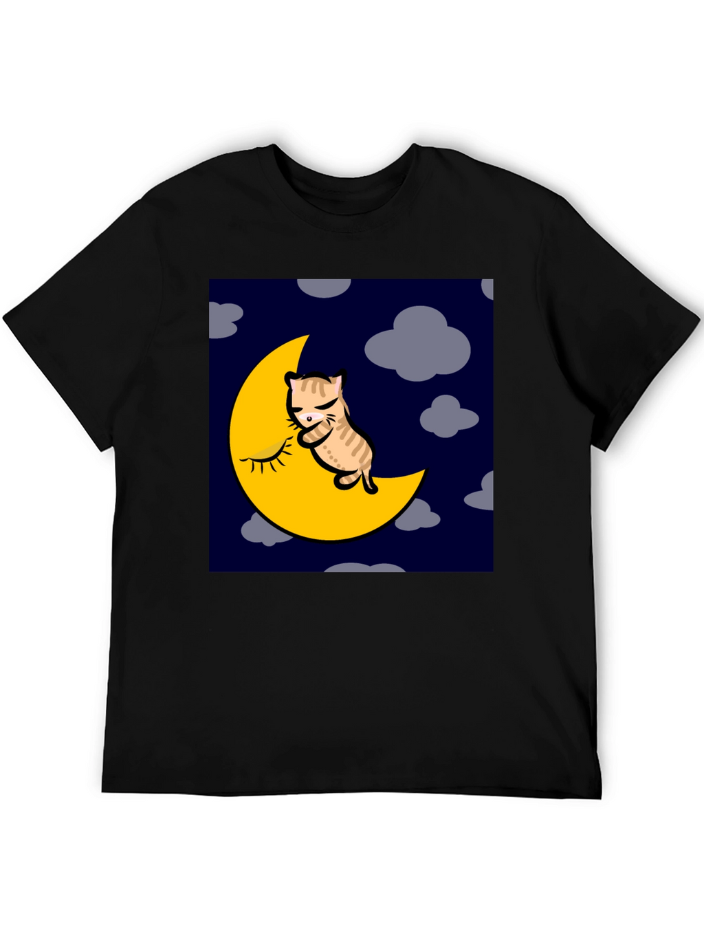 Cat Napping on Moon Graphic T-Shirt