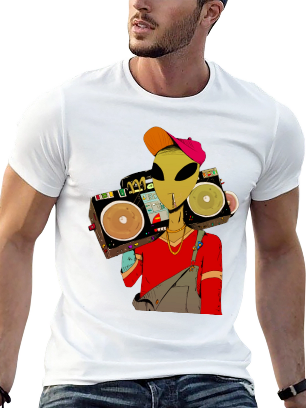 Alien DJ Graphic T-Shirt - Black Cotton Tee