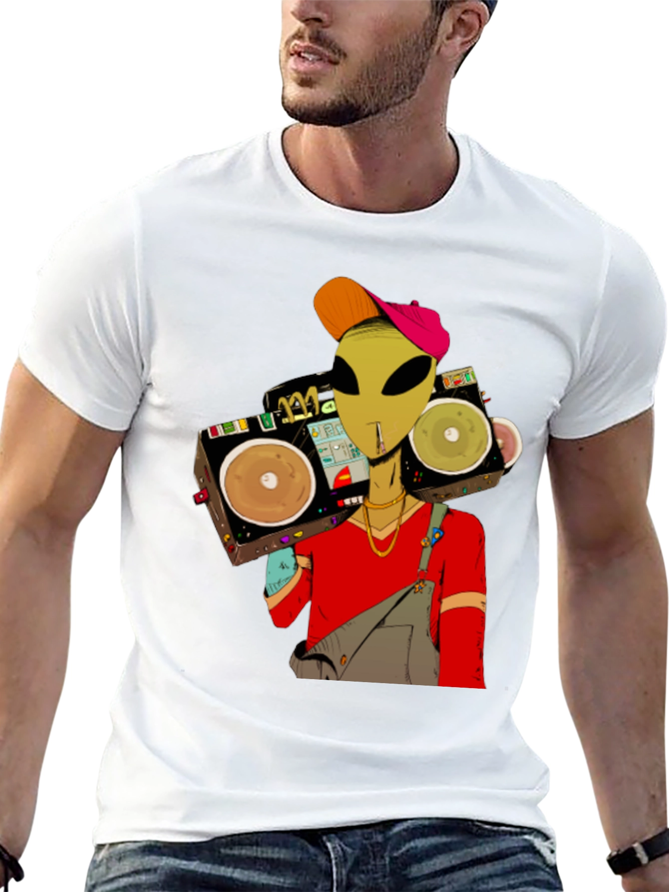Alien DJ Graphic T-Shirt - Black Cotton Tee