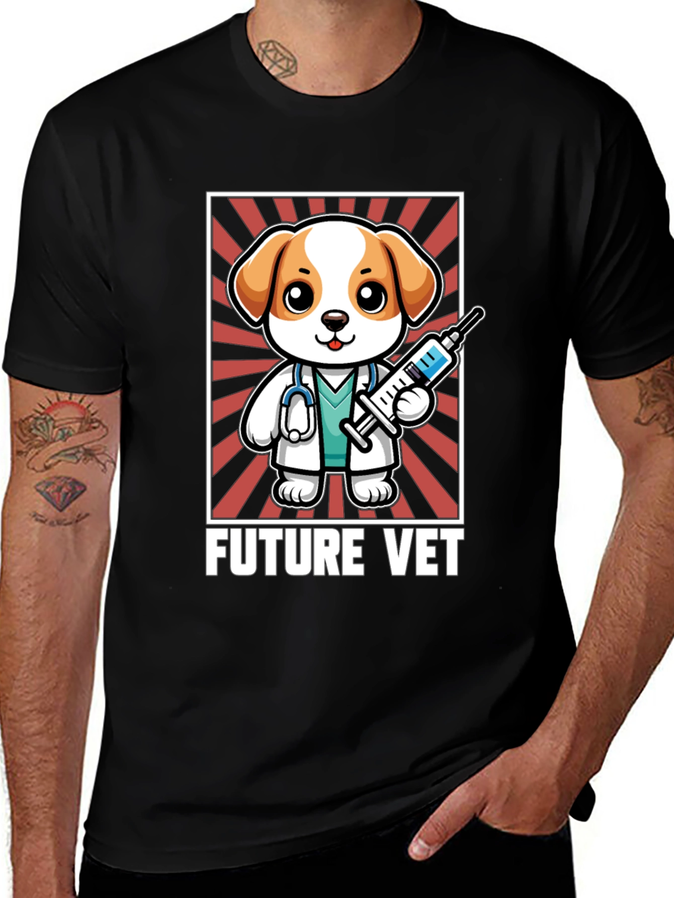 Future Vet T-Shirt: Cartoon Dog with Syringe