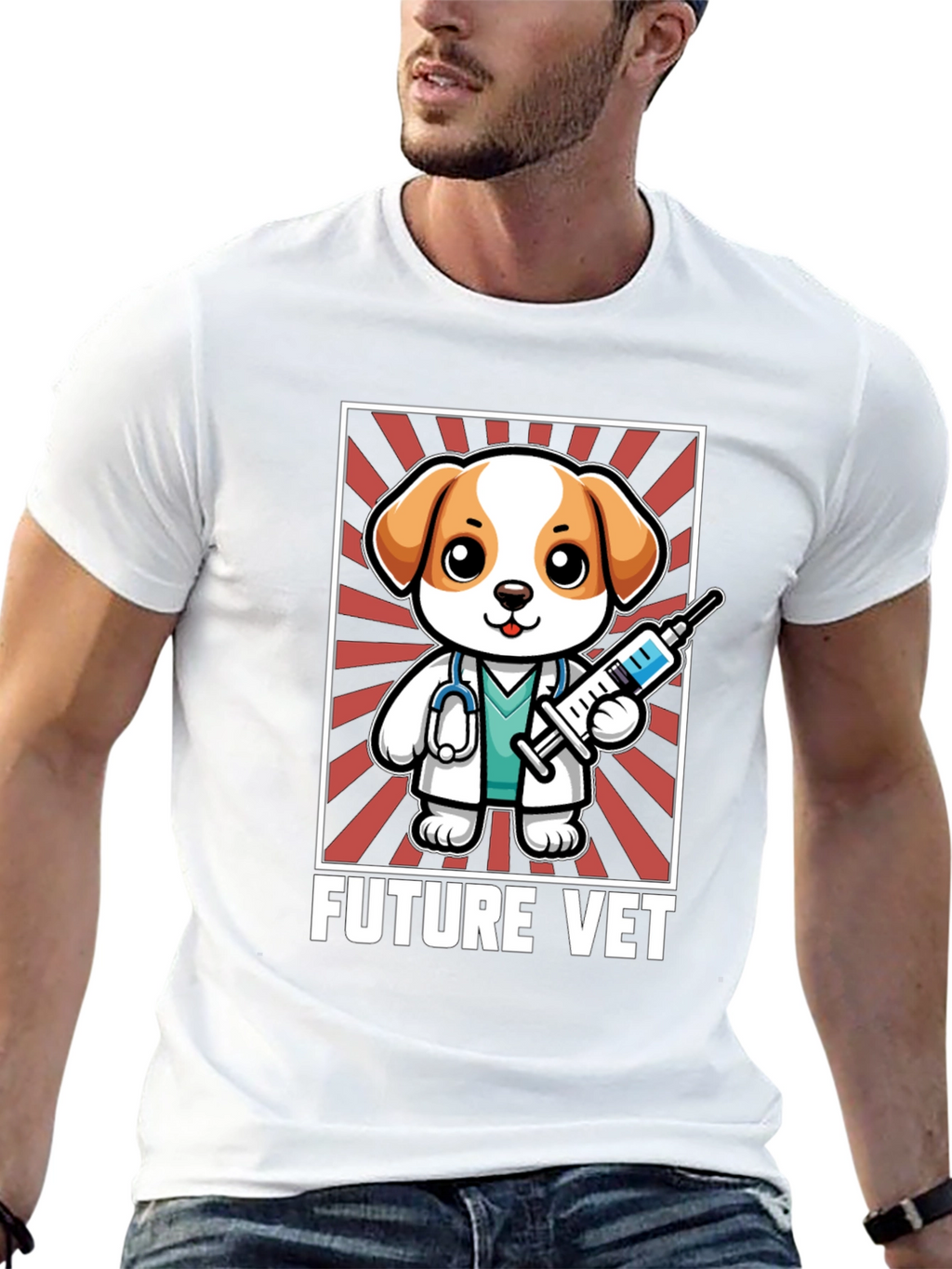 Future Vet T-Shirt: Cartoon Dog with Syringe