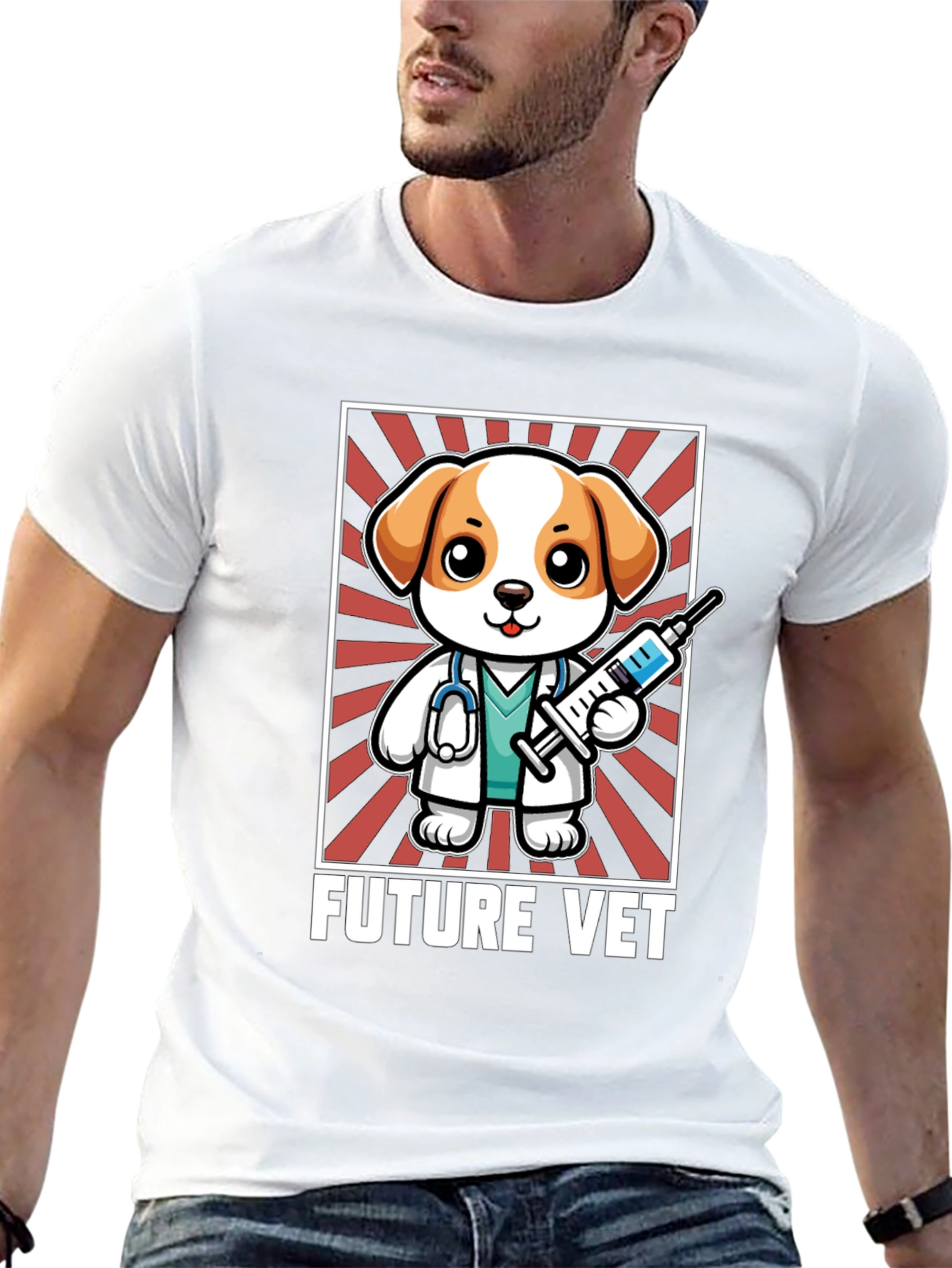 Future Vet T-Shirt: Cartoon Dog with Syringe