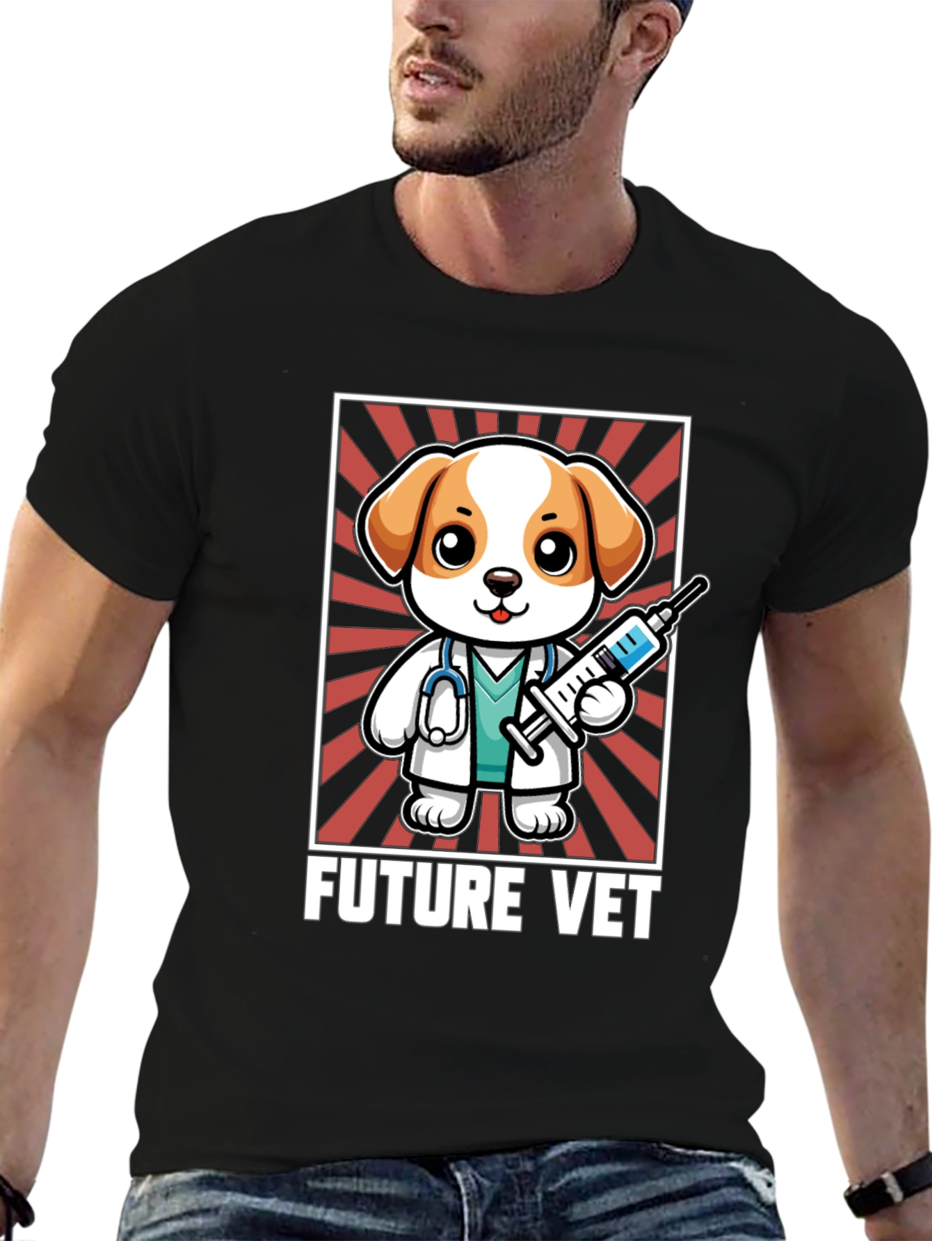 Future Vet T-Shirt: Cartoon Dog with Syringe