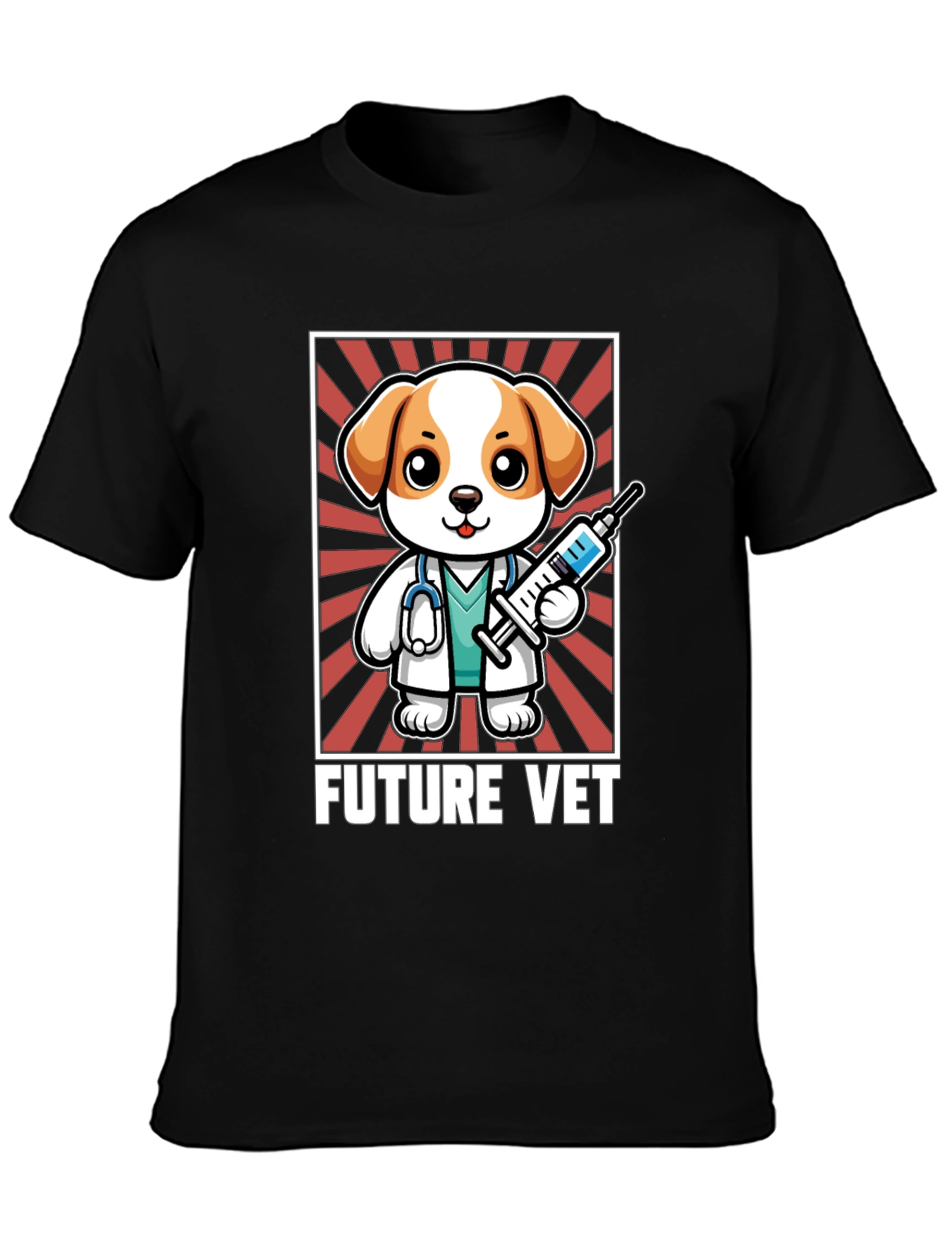 Future Vet T-Shirt: Cartoon Dog with Syringe