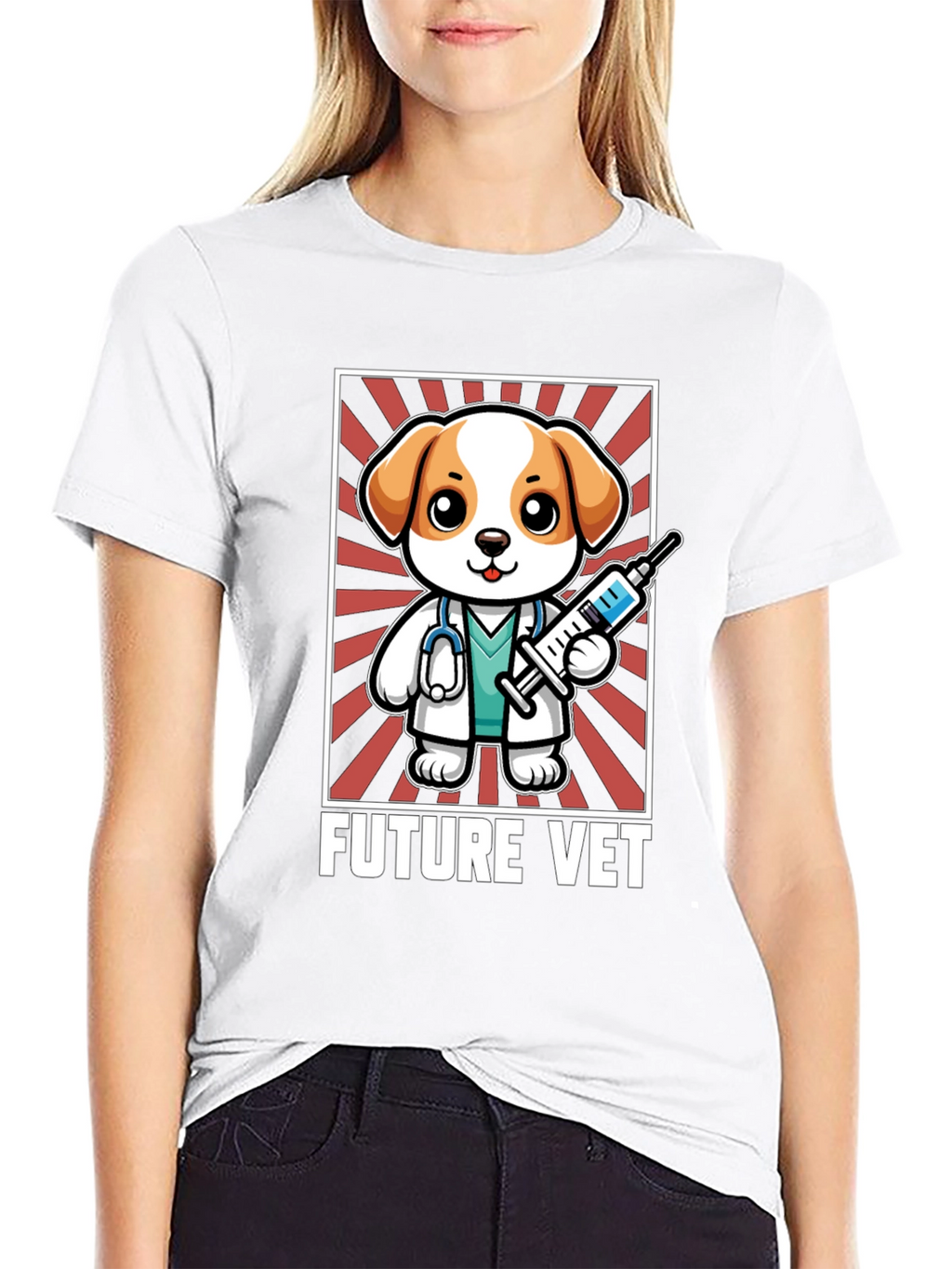 Future Vet T-Shirt: Cartoon Dog with Syringe