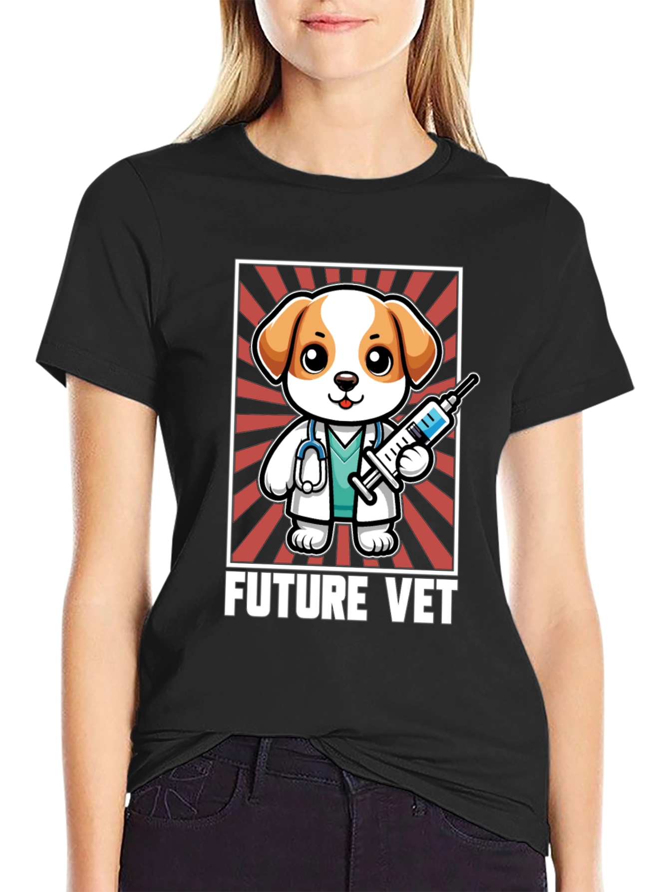 Future Vet T-Shirt: Cartoon Dog with Syringe