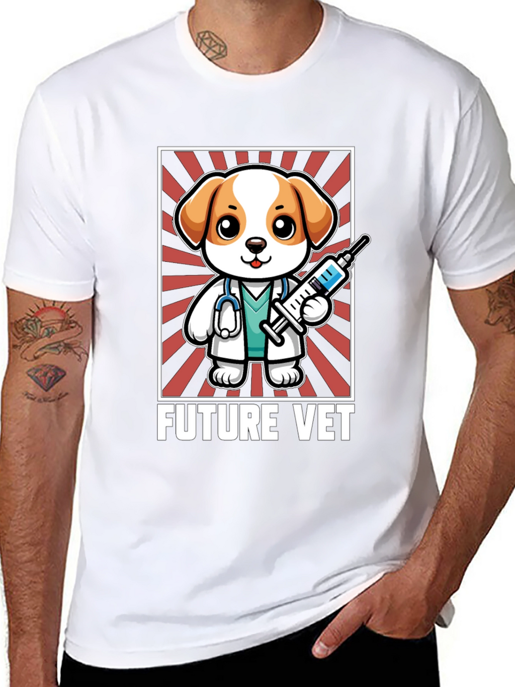 Future Vet T-Shirt: Cartoon Dog with Syringe