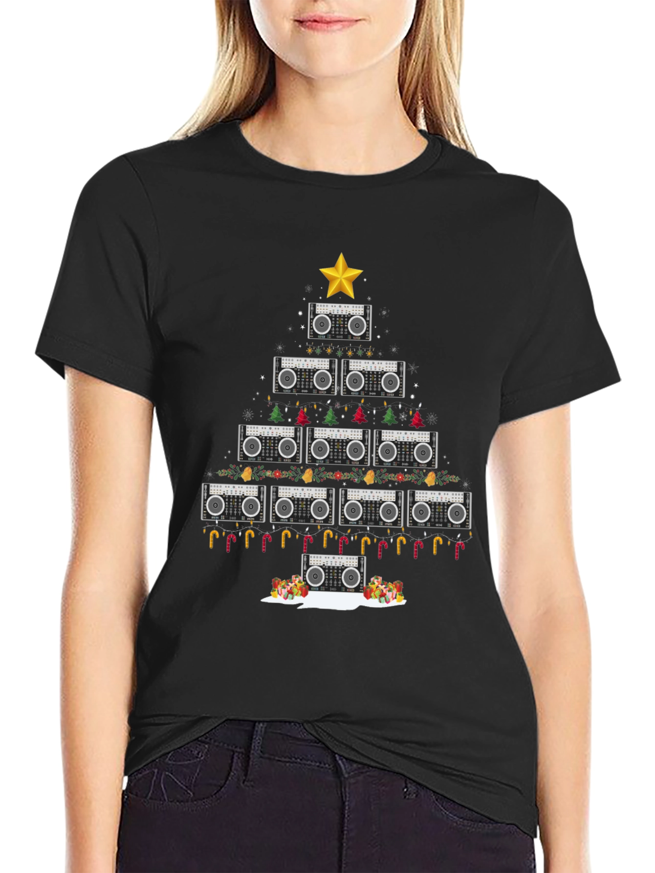 Boombox Christmas Tree T-Shirt