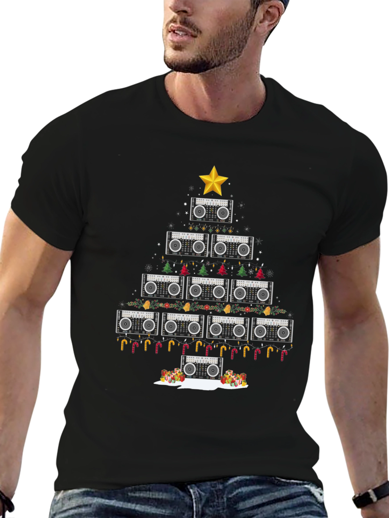 Boombox Christmas Tree T-Shirt