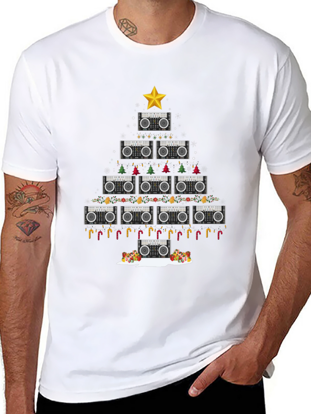 Boombox Christmas Tree T-Shirt