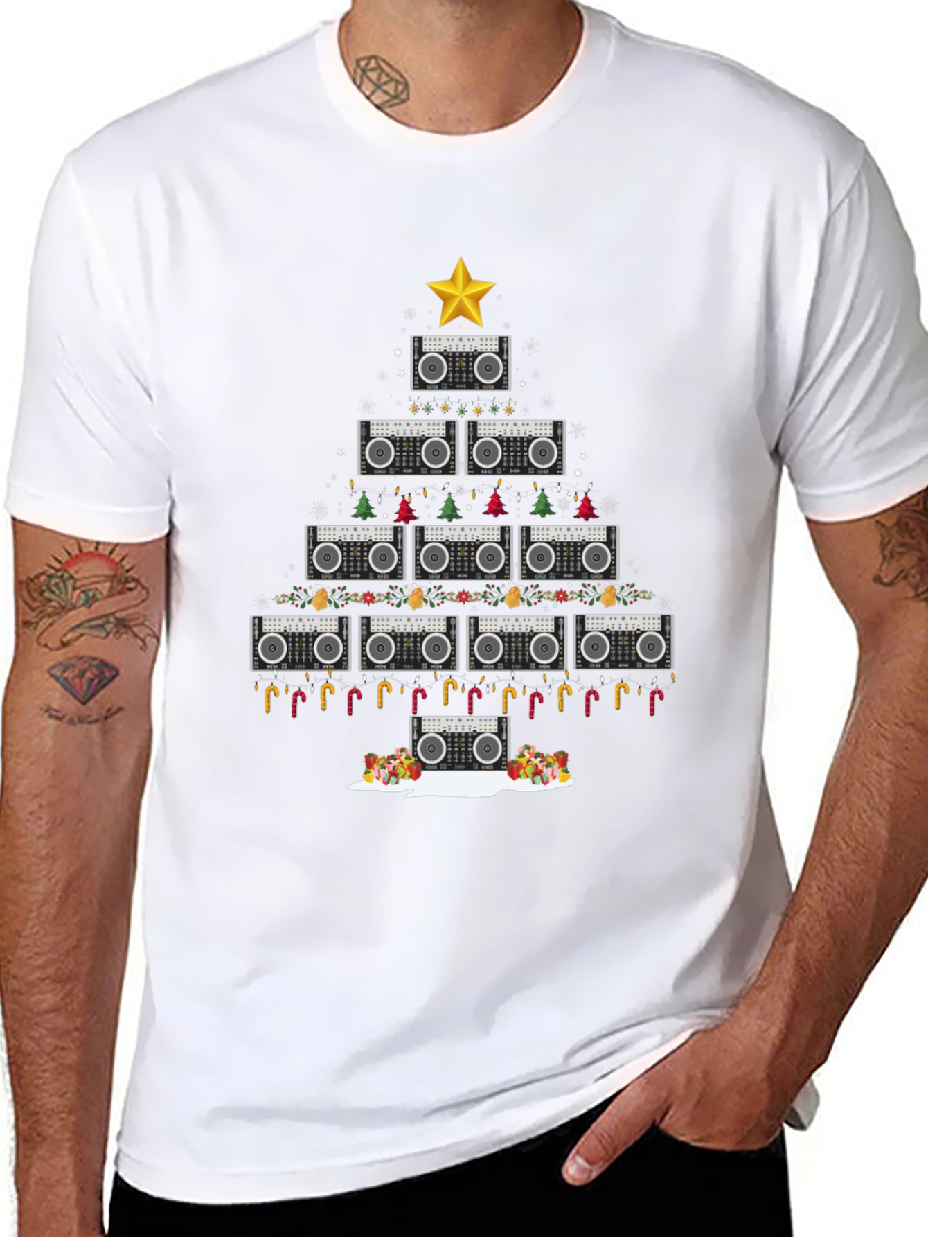 Boombox Christmas Tree T-Shirt