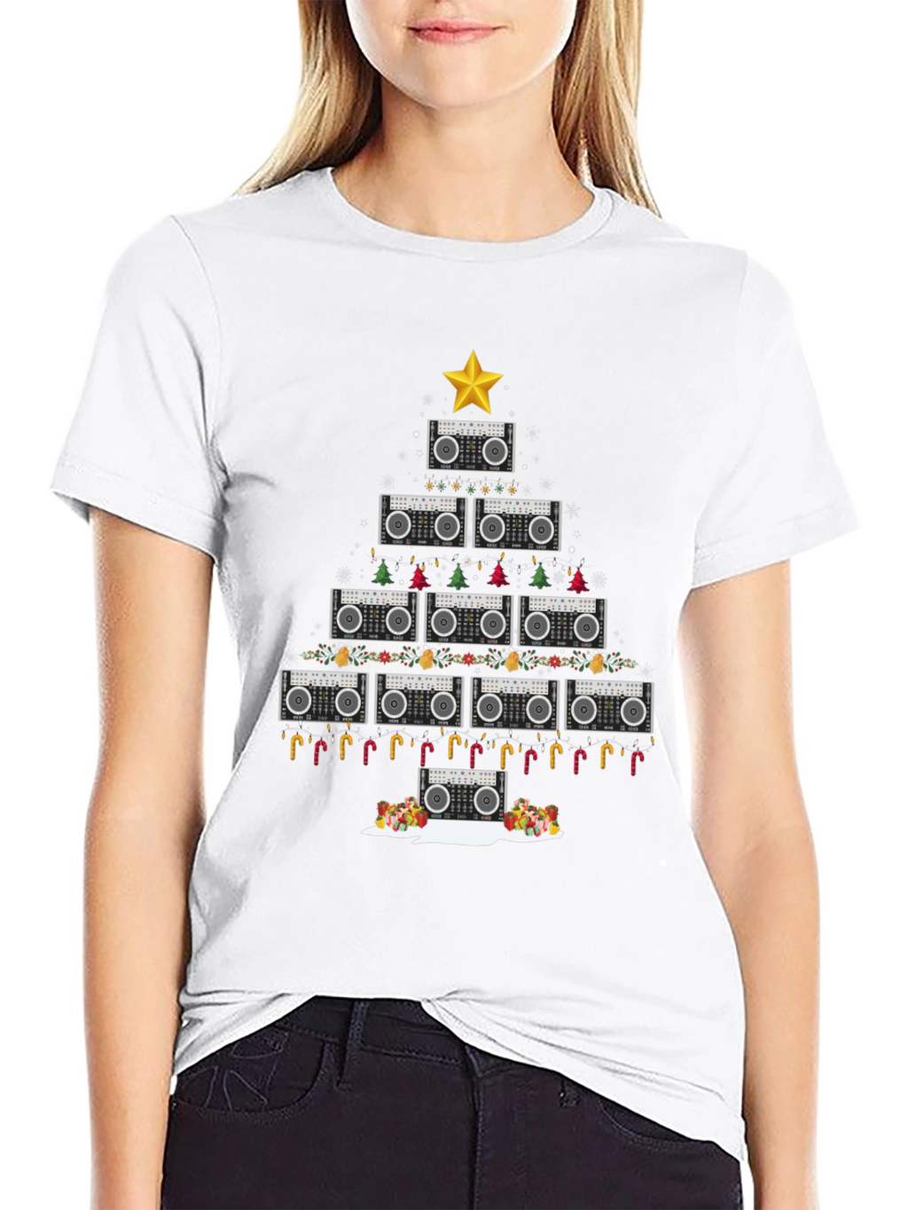 Boombox Christmas Tree T-Shirt