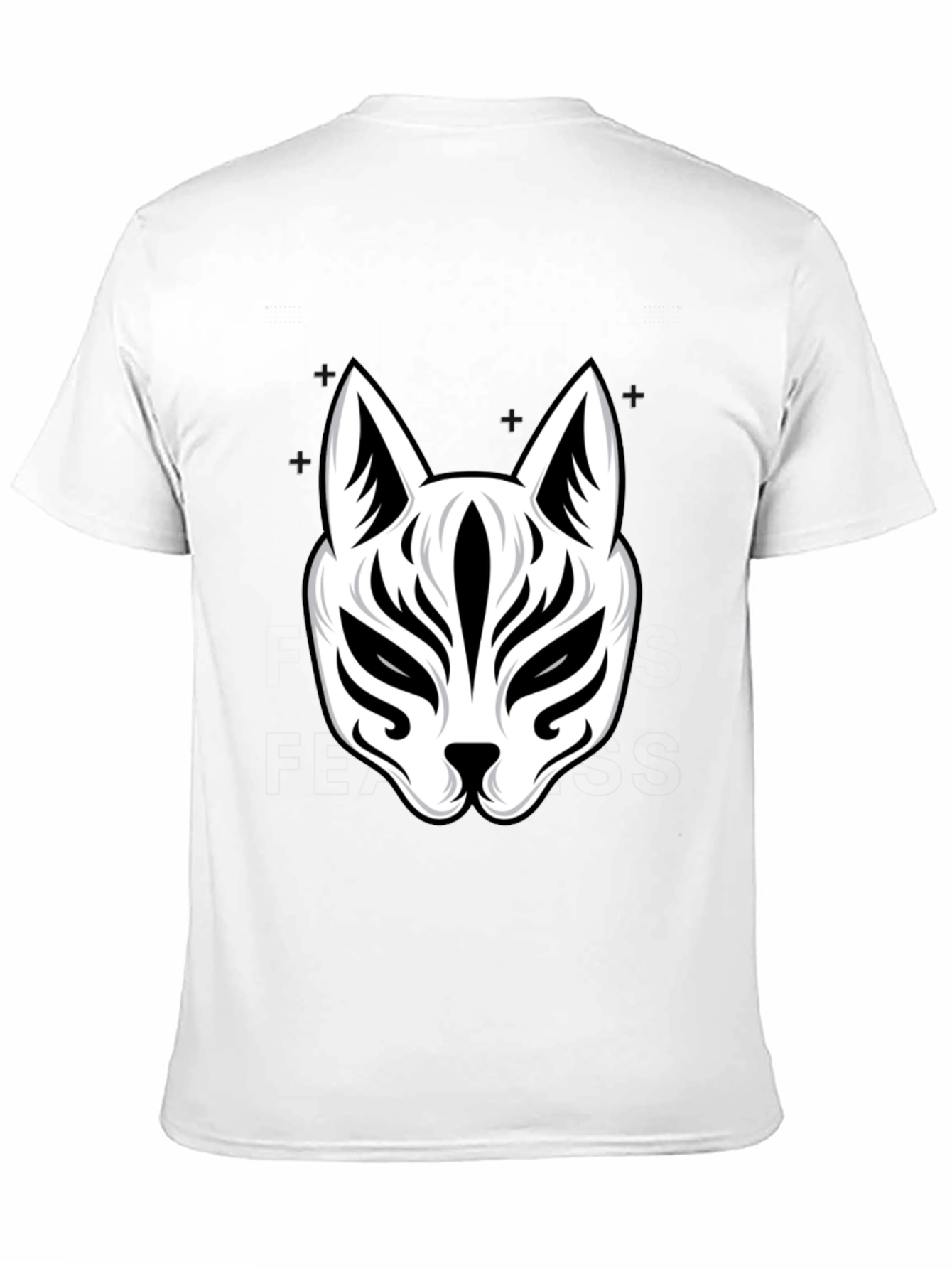 Black T-Shirt with Kitsune Mask Design