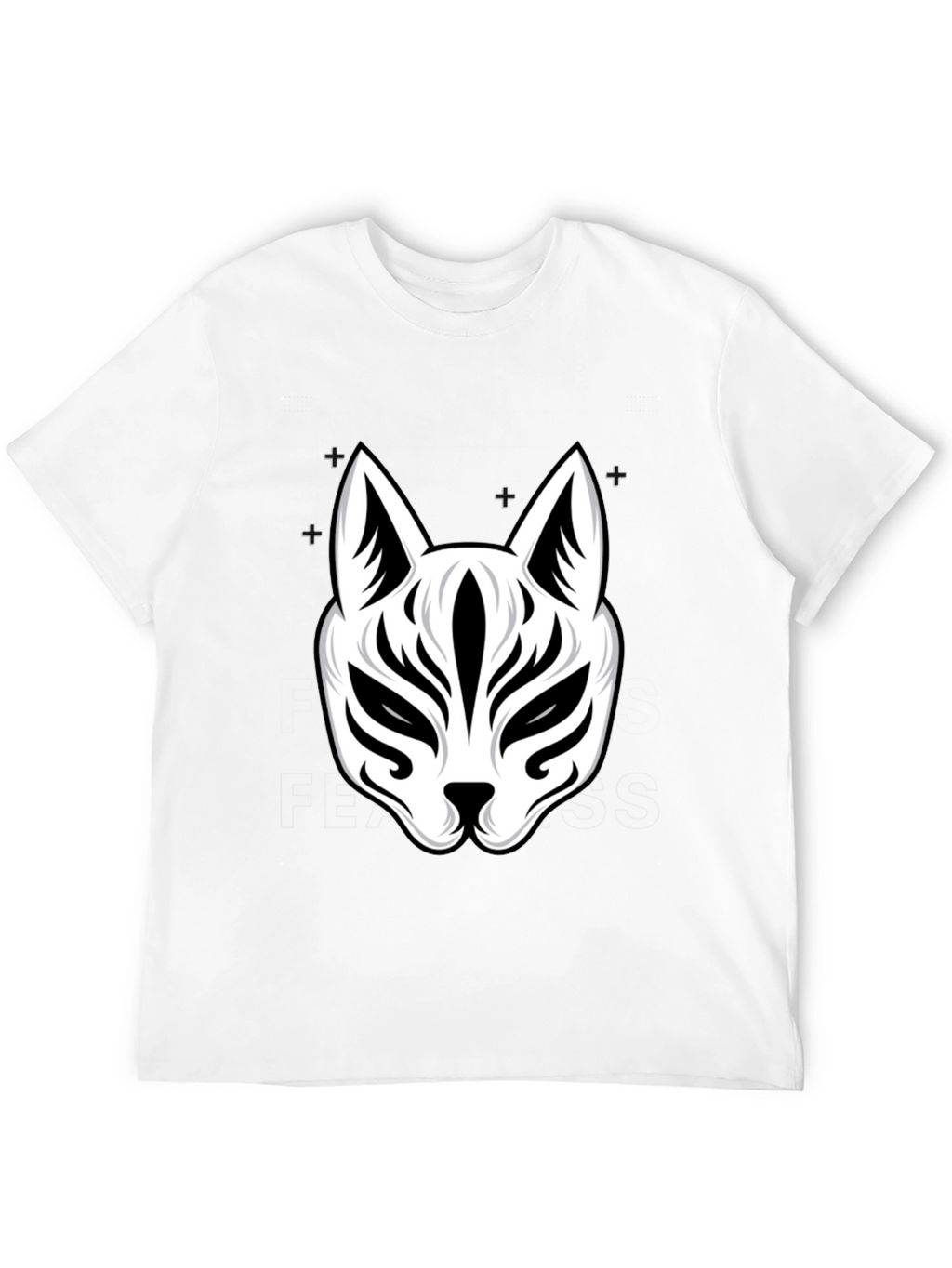 Black T-Shirt with Kitsune Mask Design