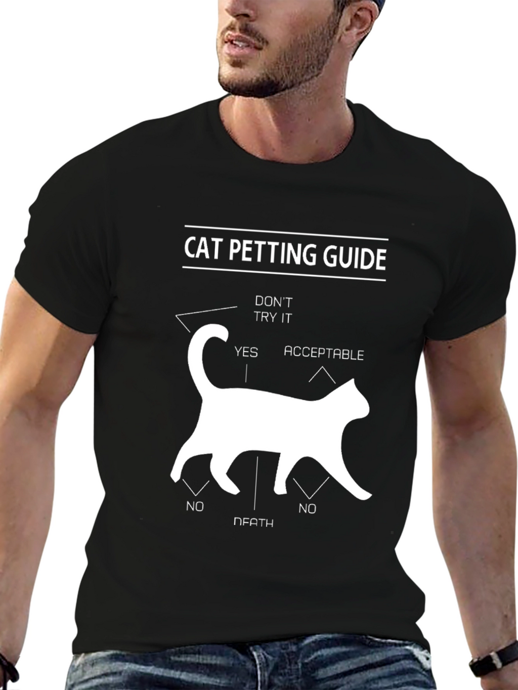 Cat Petting Guide T-Shirt - Funny Cat Lover Tee