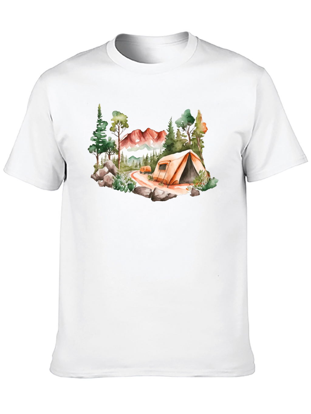 Camping Scene Black T-Shirt