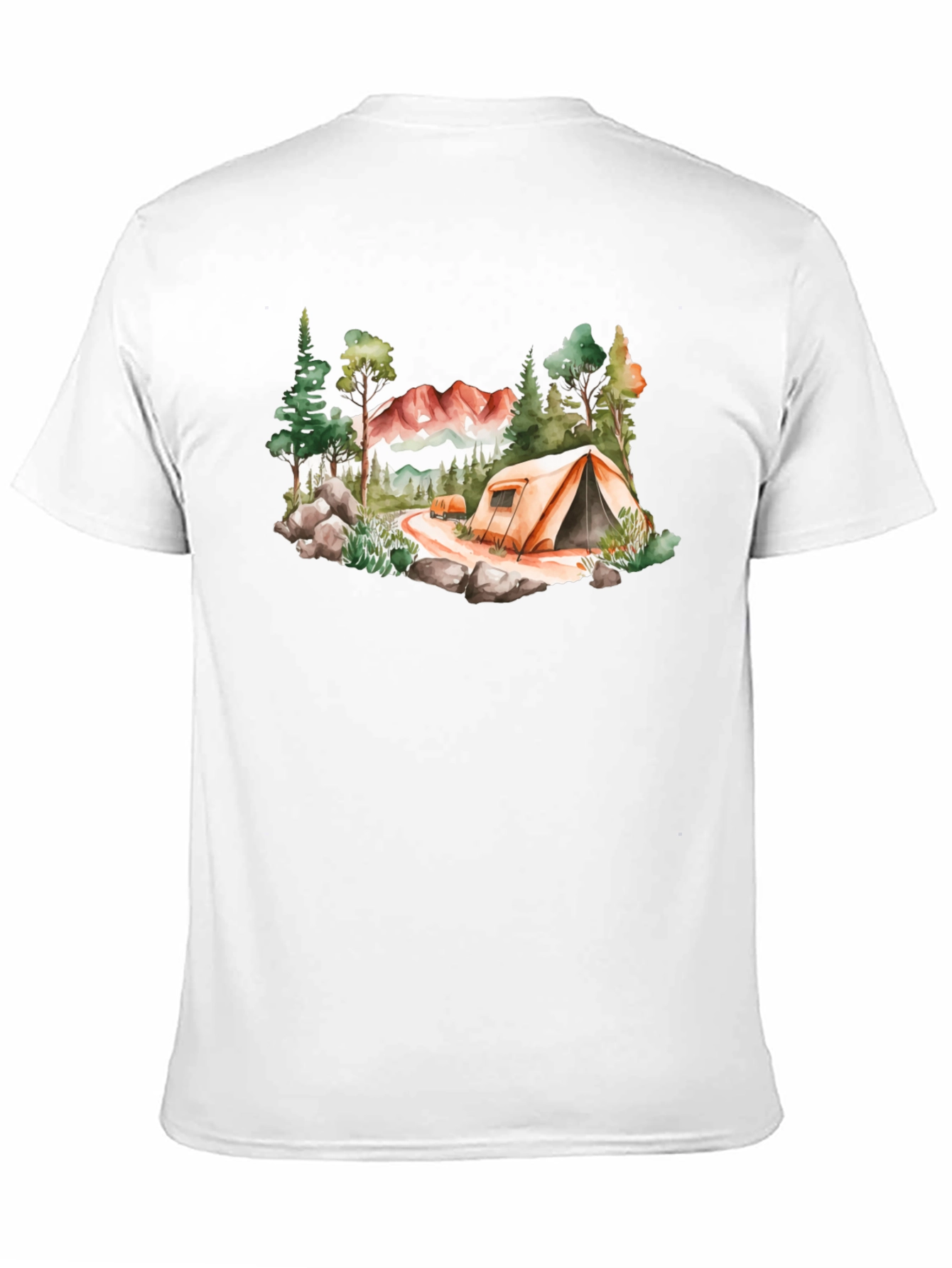 Camping Scene Black T-Shirt