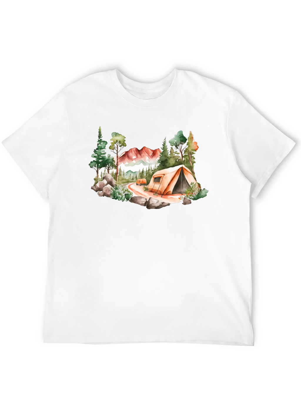 Camping Scene Black T-Shirt