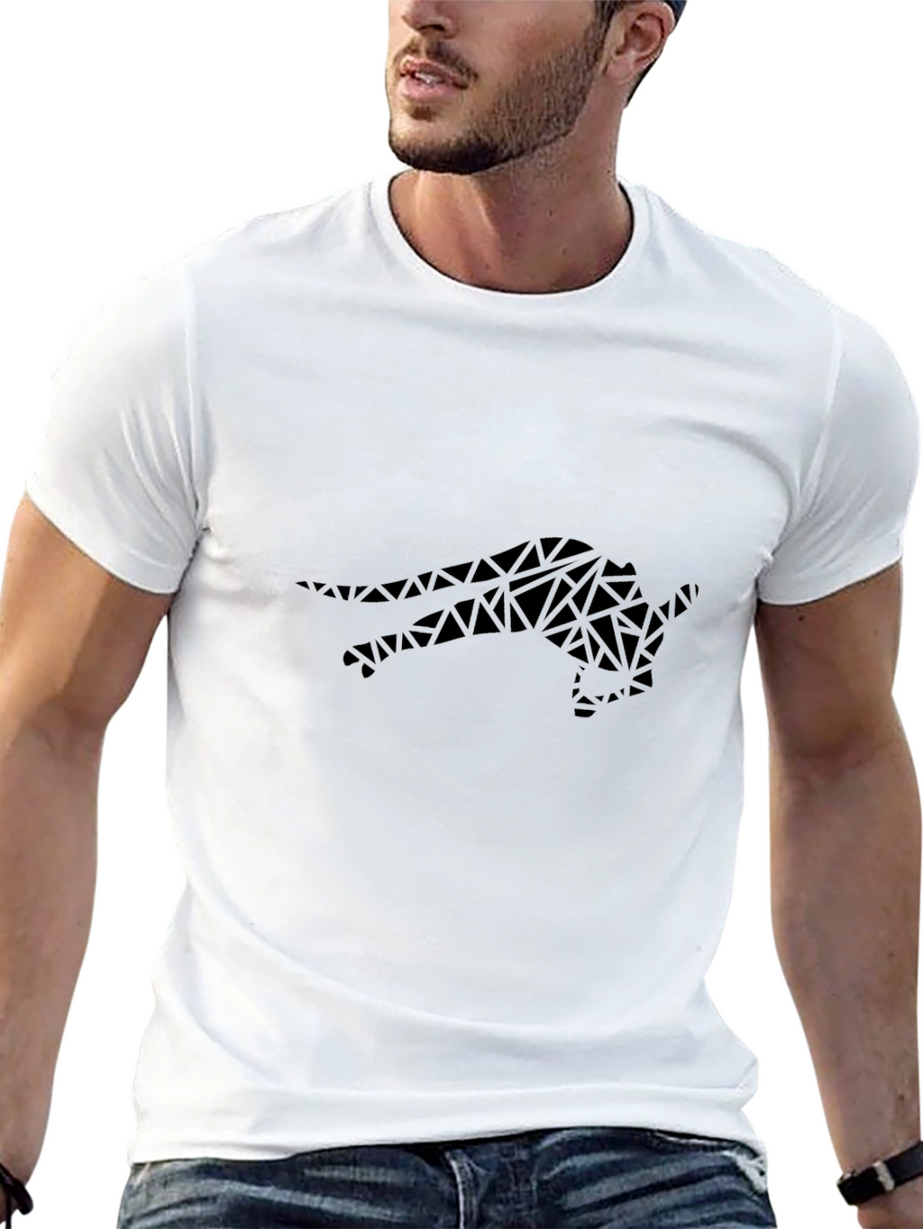 Geometric Buffalo Graphic Black T-Shirt