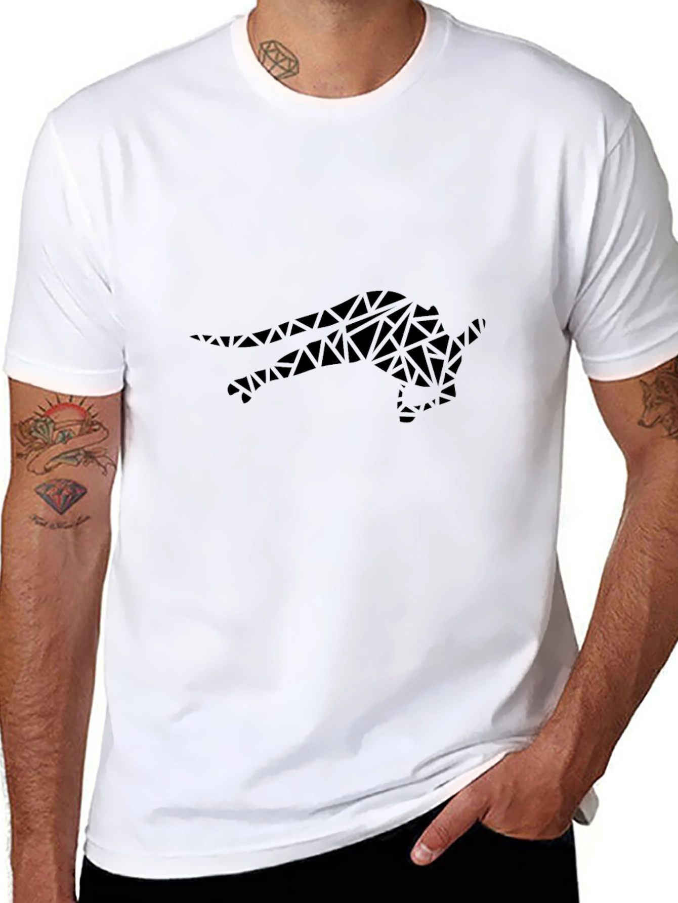 Geometric Buffalo Graphic Black T-Shirt