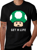 Get a Life Mushroom Pixel Art T-Shirt