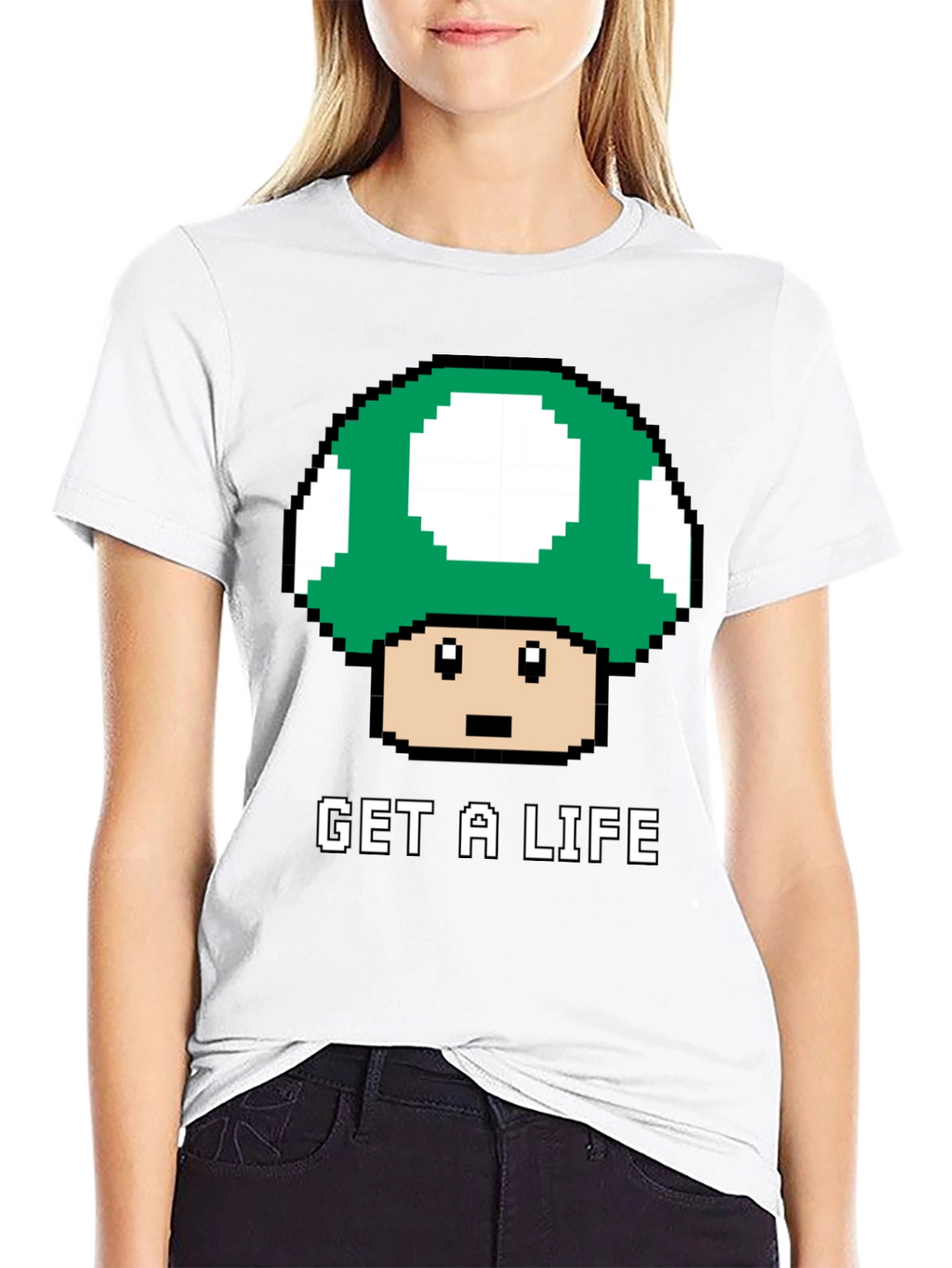 Get a Life Mushroom Pixel Art T-Shirt