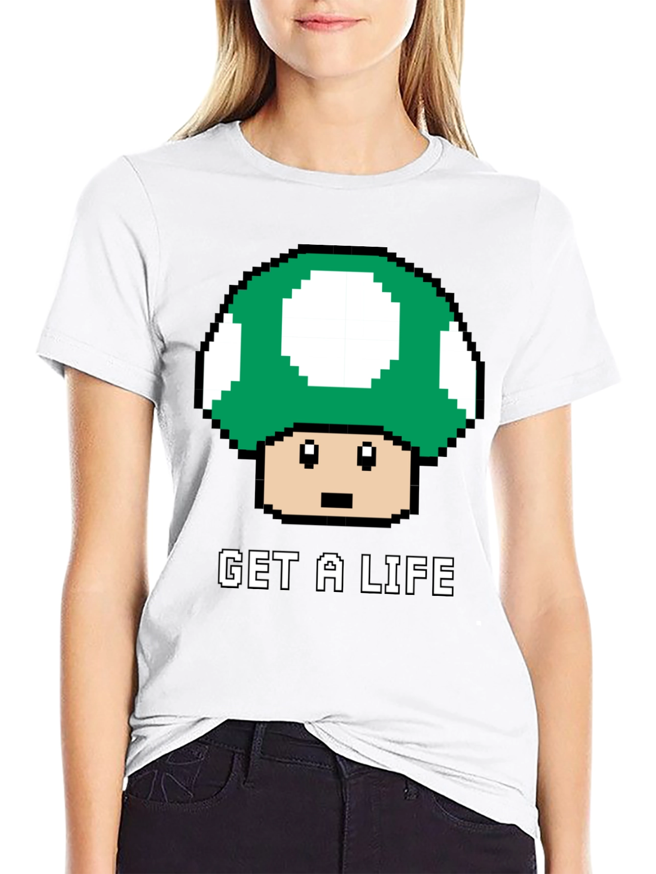 Get a Life Mushroom Pixel Art T-Shirt
