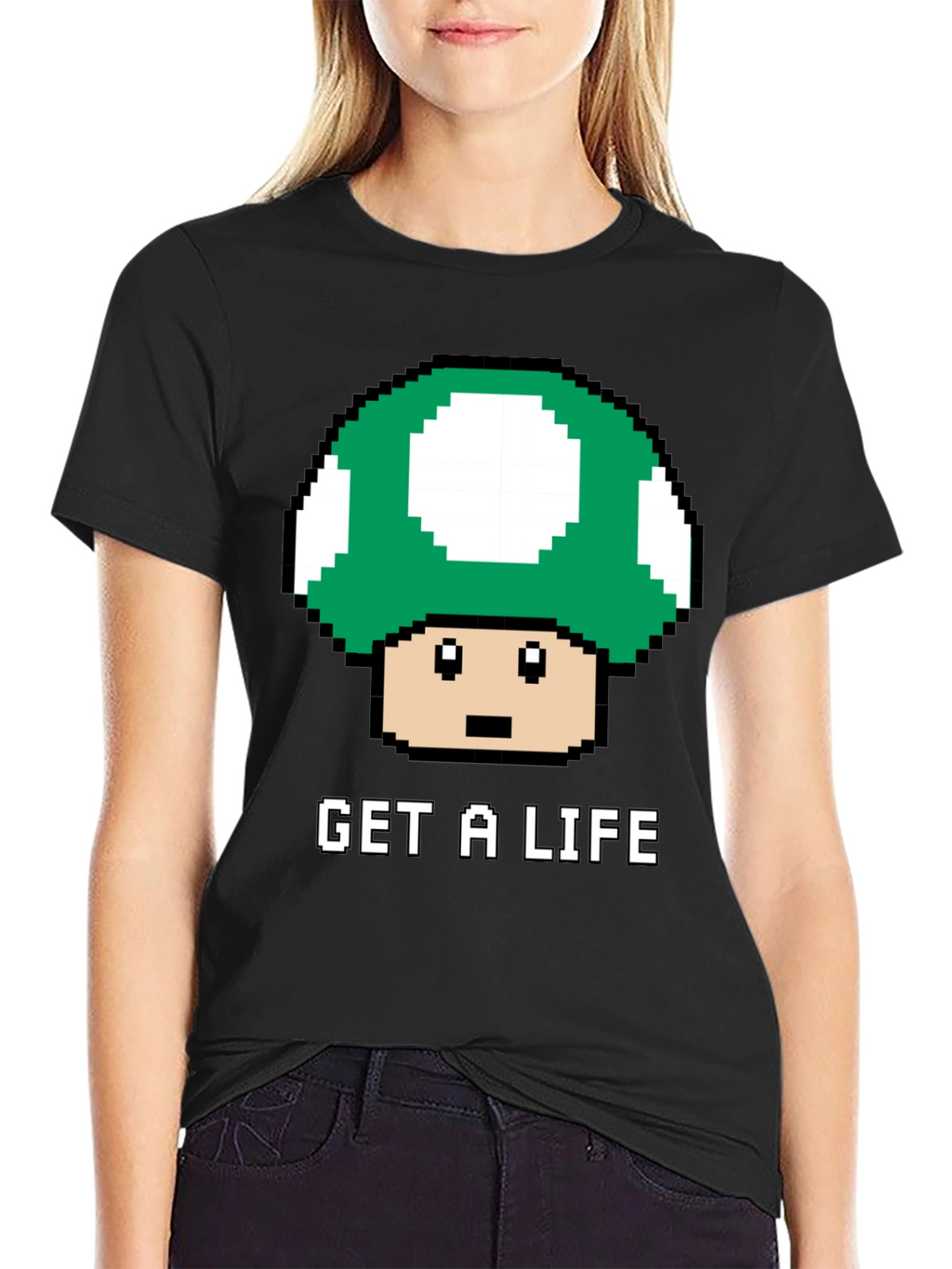 Get a Life Mushroom Pixel Art T-Shirt