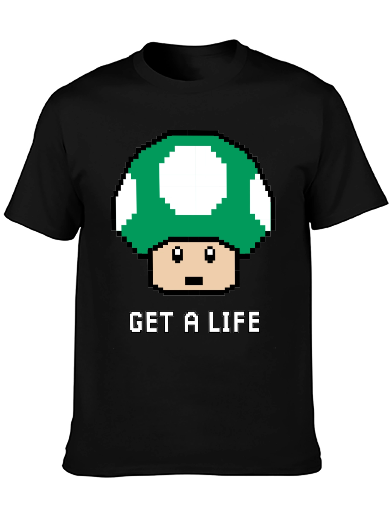 Get a Life Mushroom Pixel Art T-Shirt