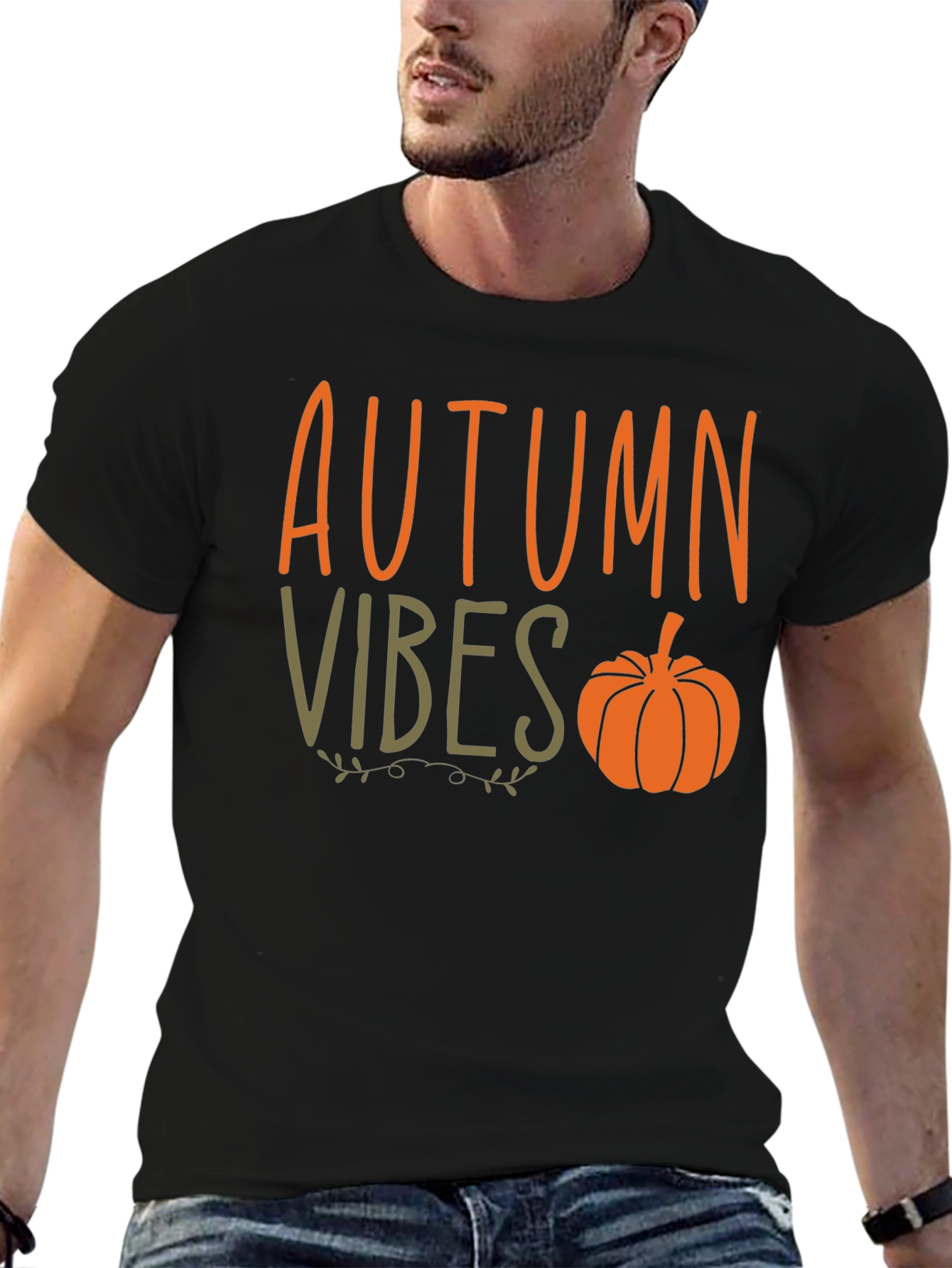 Autumn Vibes Pumpkin Graphic Tee - Stylish Fall Apparel