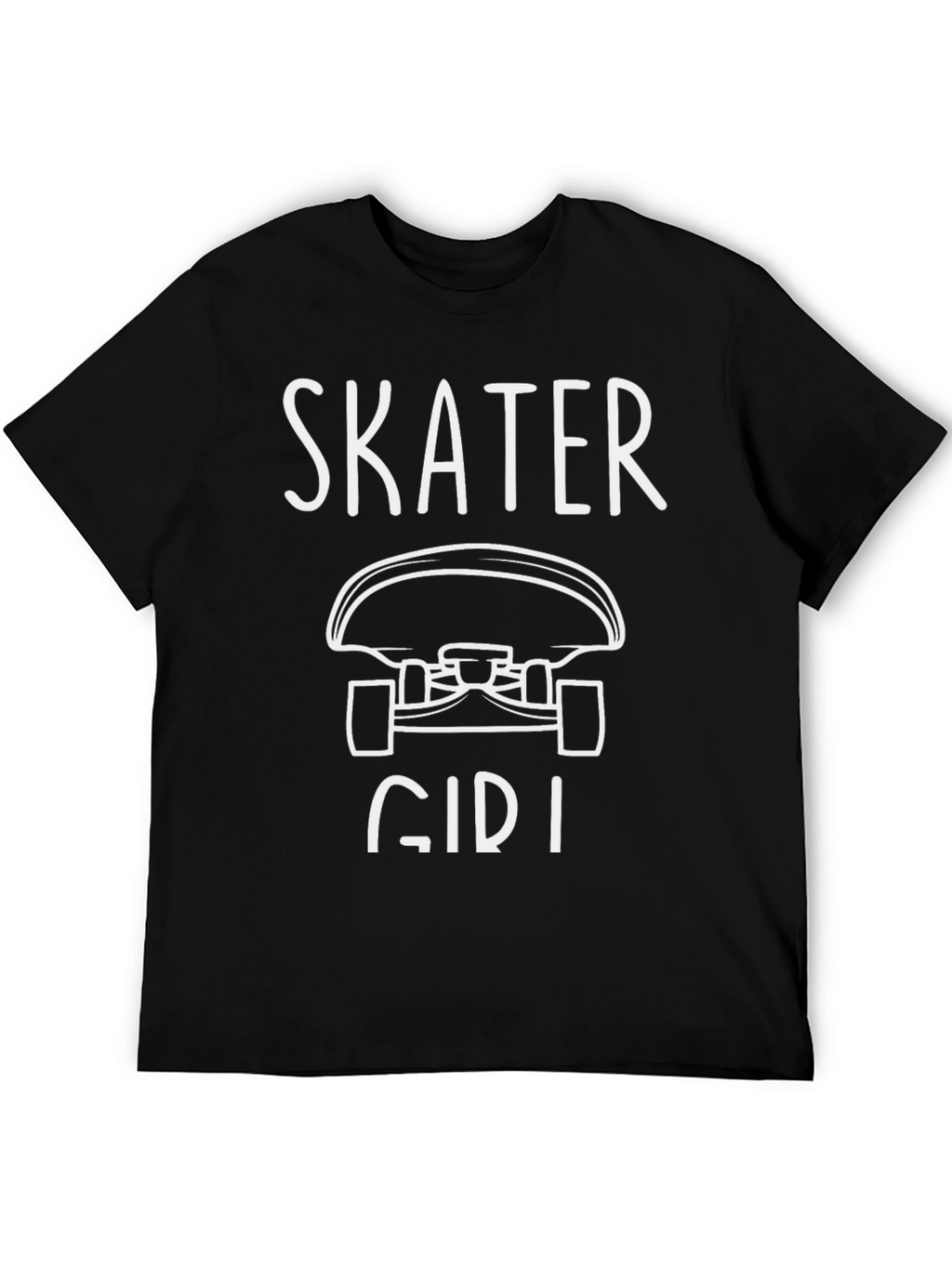 Skater Girl Graphic Tee - Black Cotton T-Shirt
