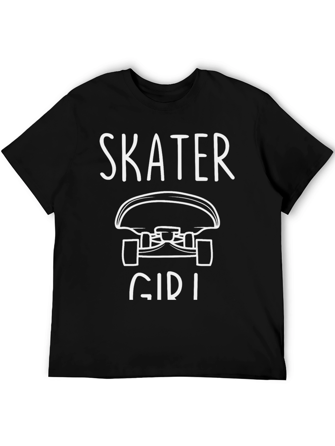 Skater Girl Graphic Tee - Black Cotton T-Shirt