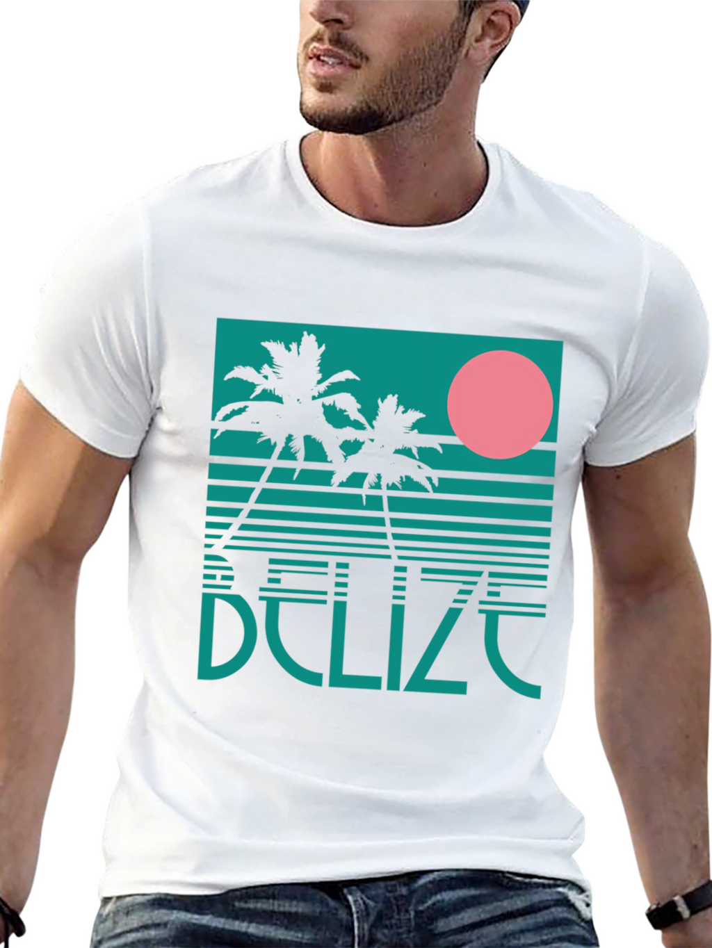 Belize Retro Palm Tree Graphic T-Shirt