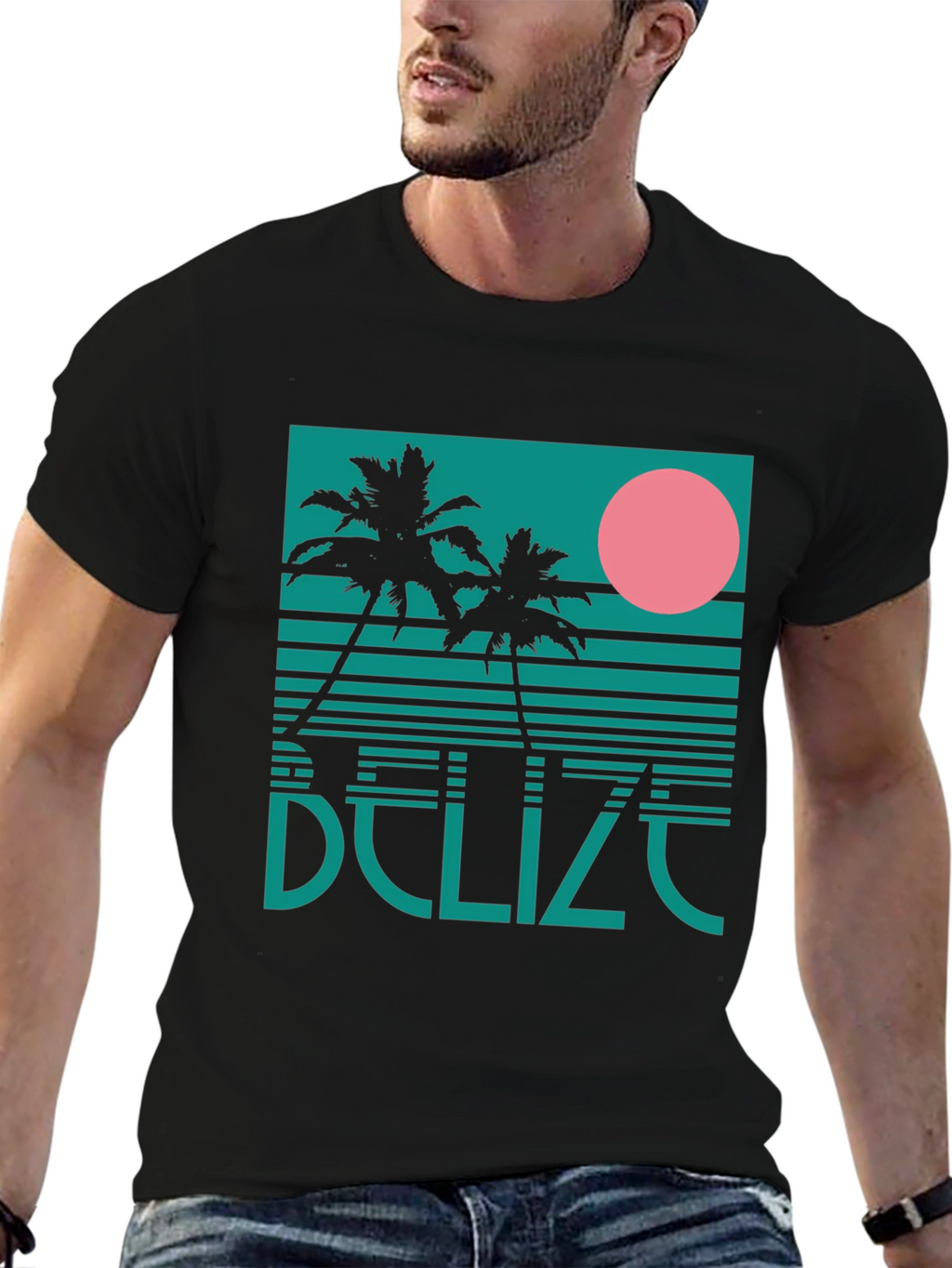 Belize Retro Palm Tree Graphic T-Shirt