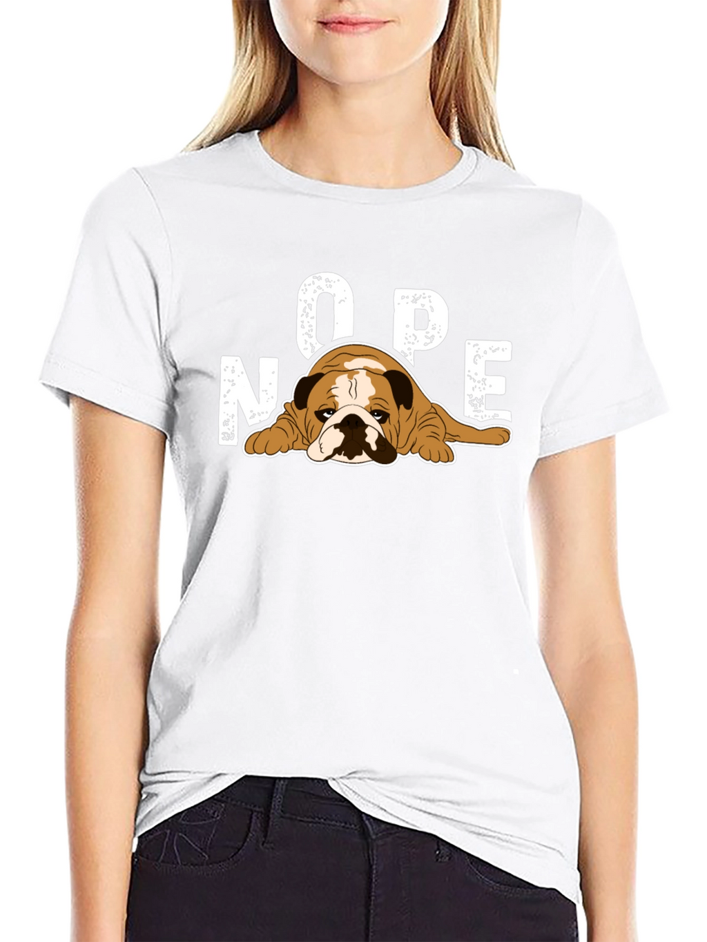 Nope Bulldog Graphic T-Shirt