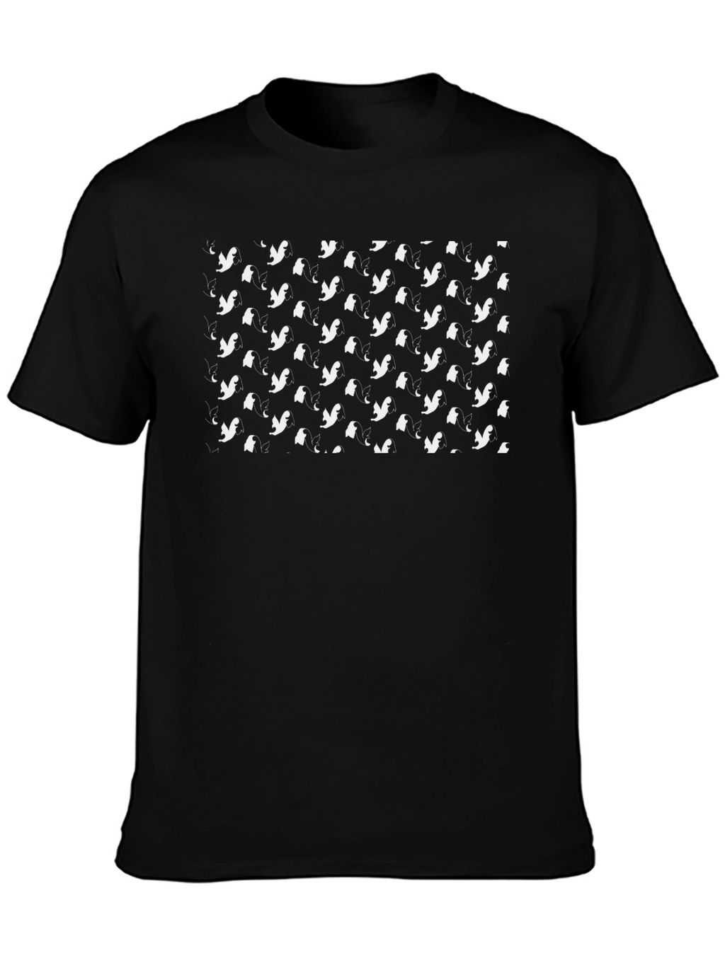 Fishing Squirrels Black T-Shirt - Unique Pattern Tee