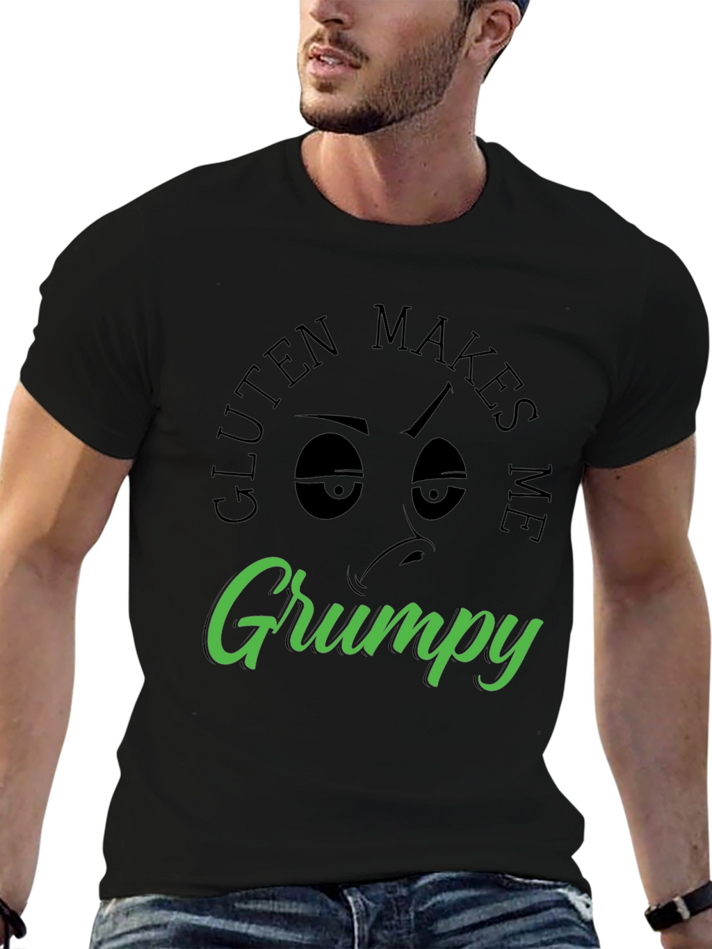 Gluten Makes Me Grumpy T-Shirt - Black