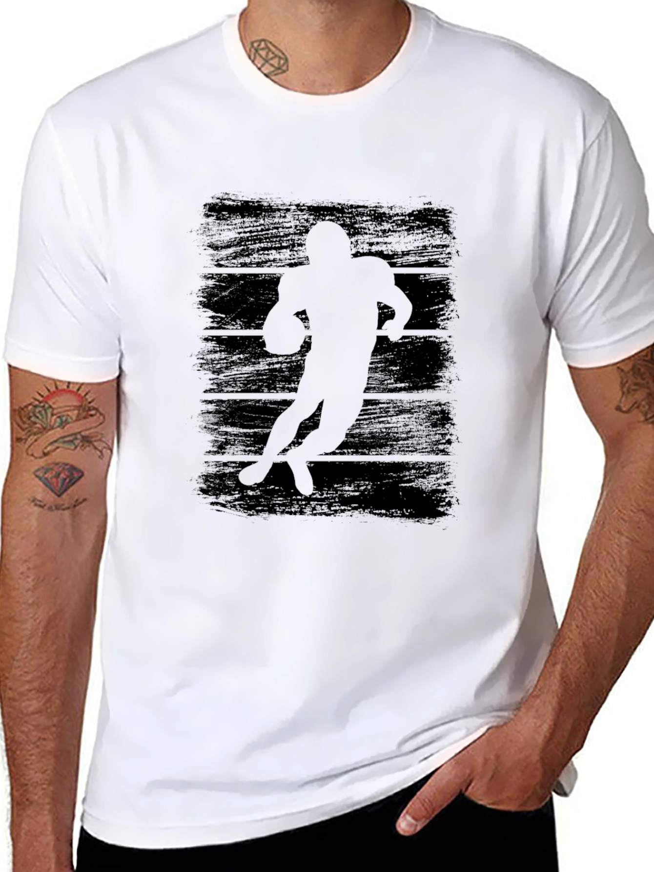 Football Player Silhouette Graphic Tee