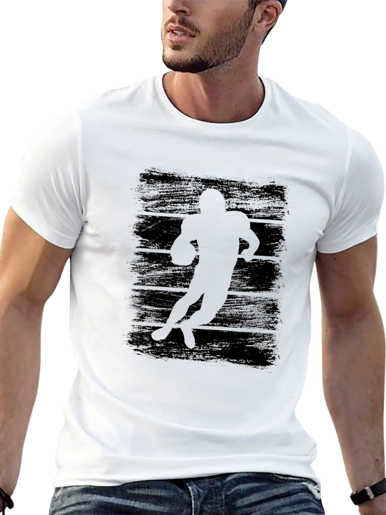 Football Player Silhouette Graphic Tee