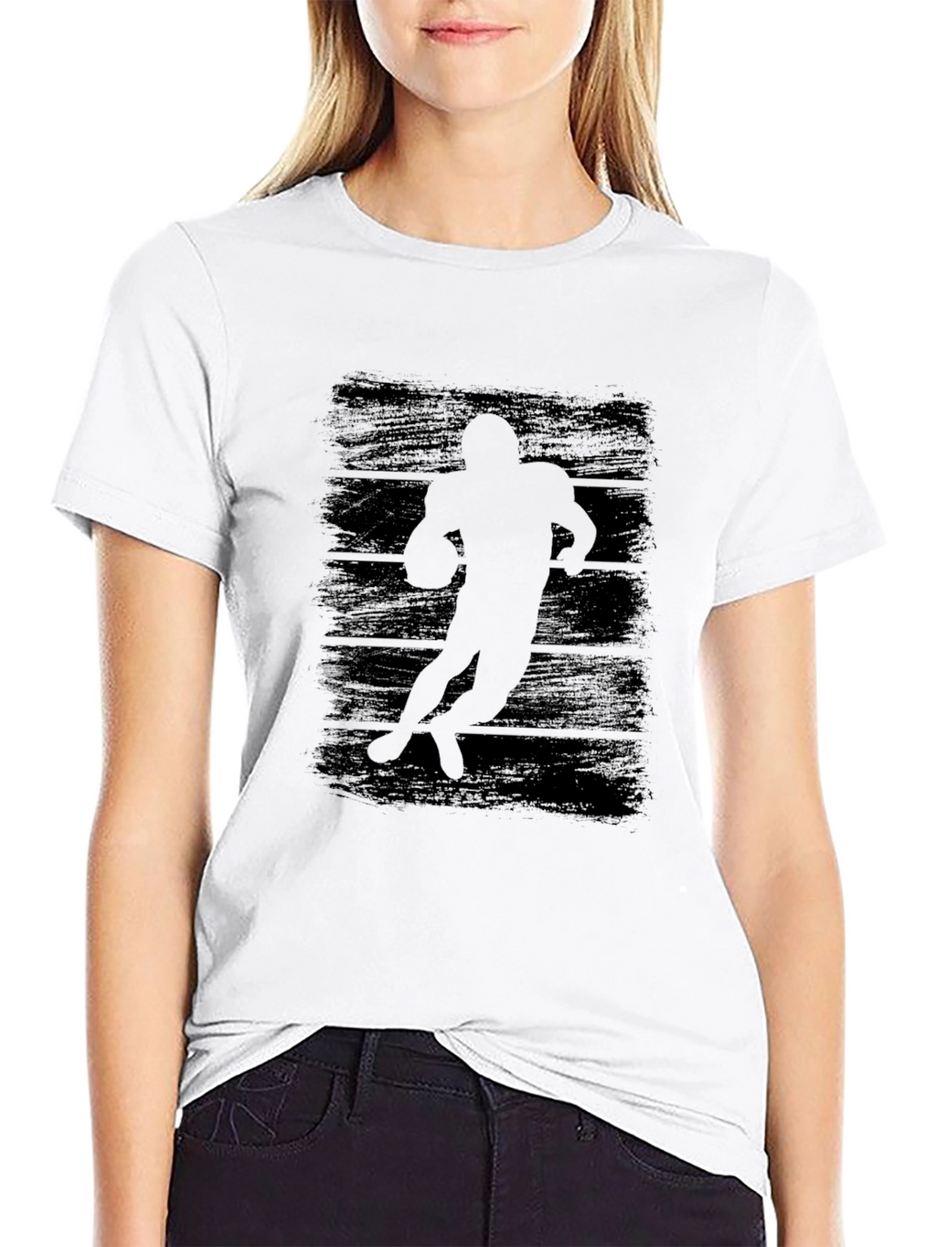 Football Player Silhouette Graphic Tee