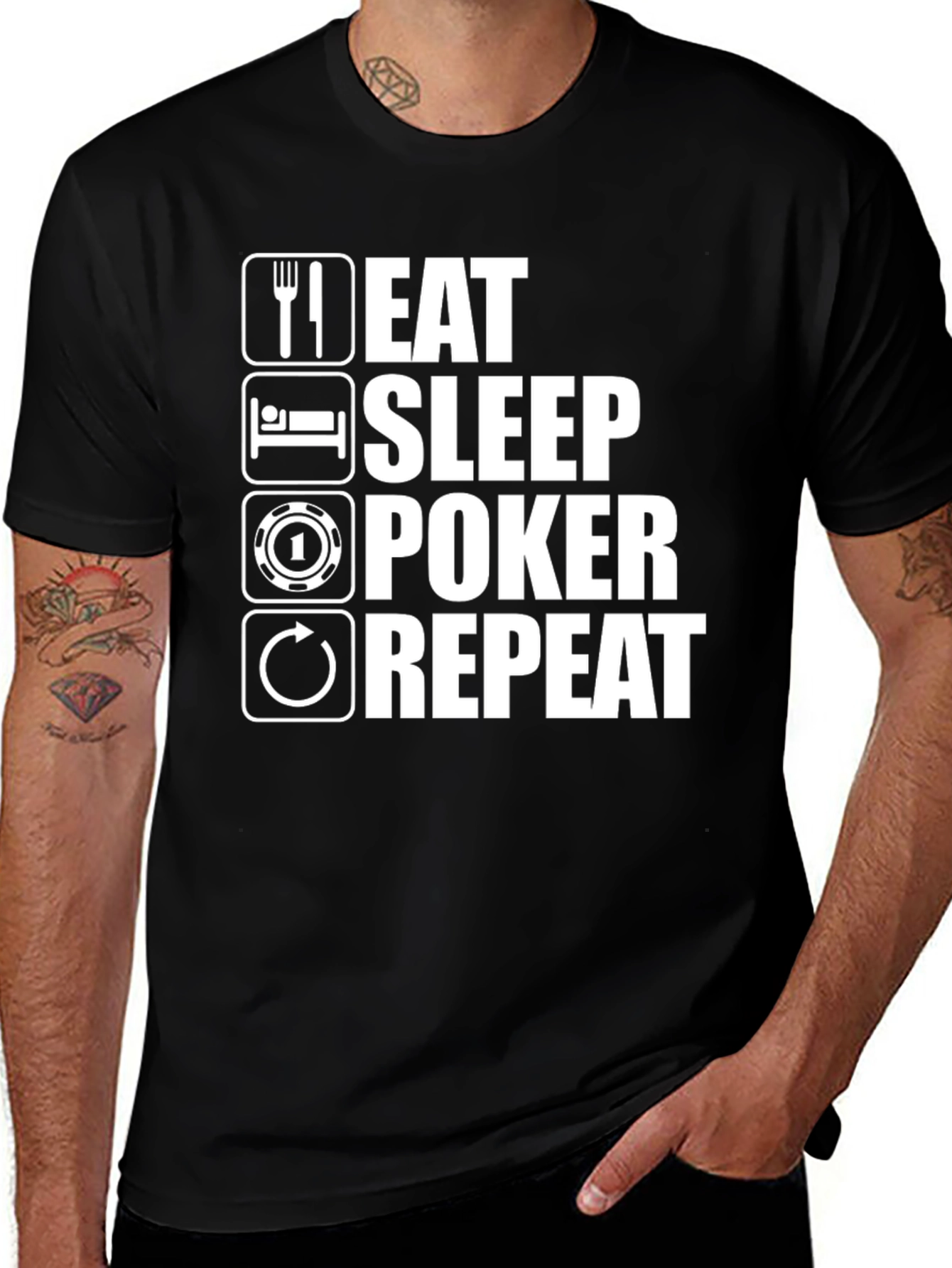 Eat Sleep Poker Repeat Graphic T-Shirt