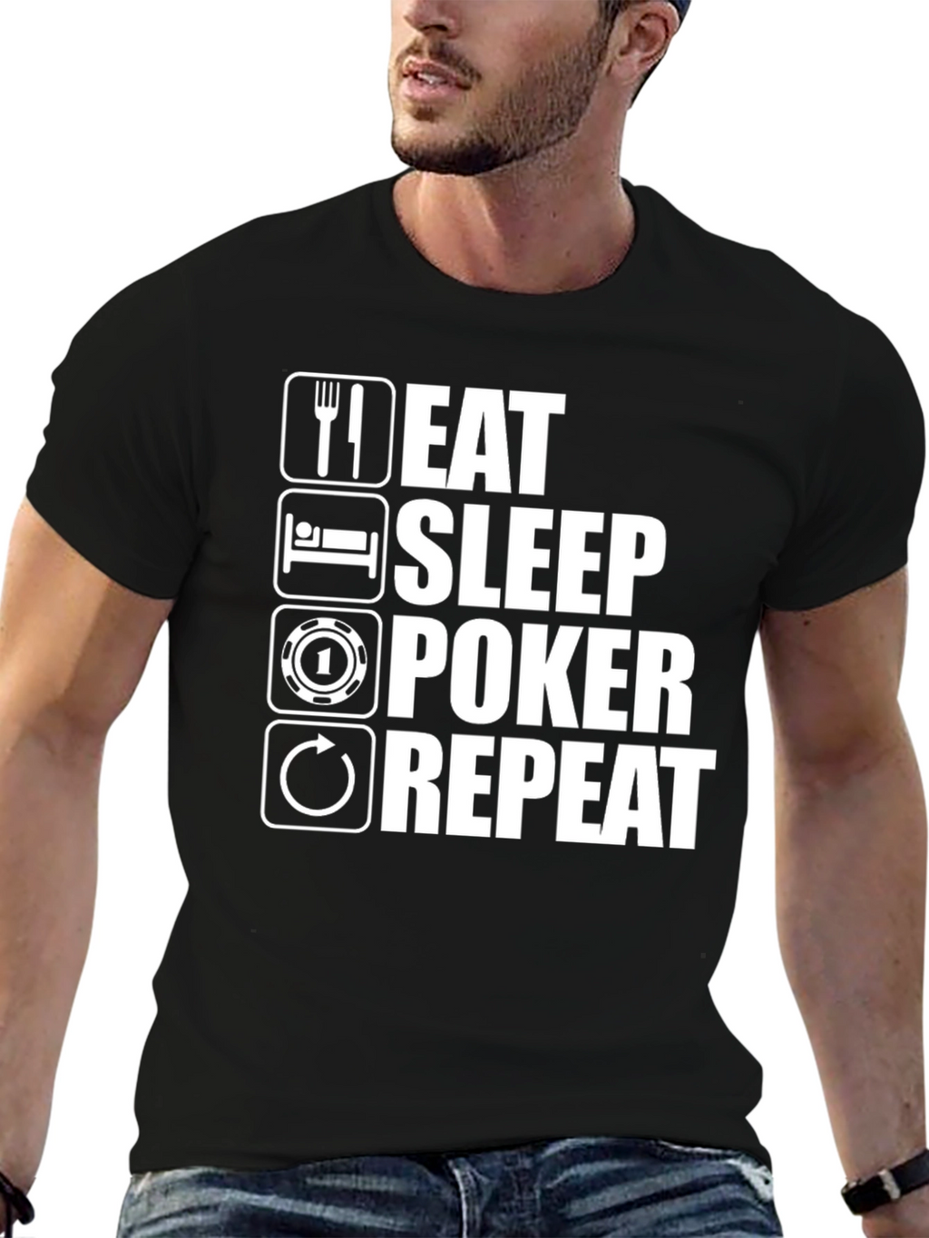 Eat Sleep Poker Repeat Graphic T-Shirt