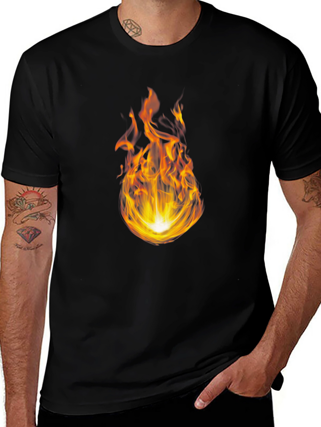 Fiery Flame Graphic Black T-Shirt