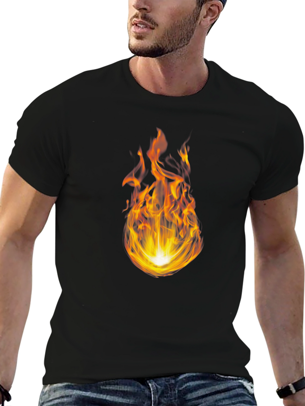 Fiery Flame Graphic Black T-Shirt