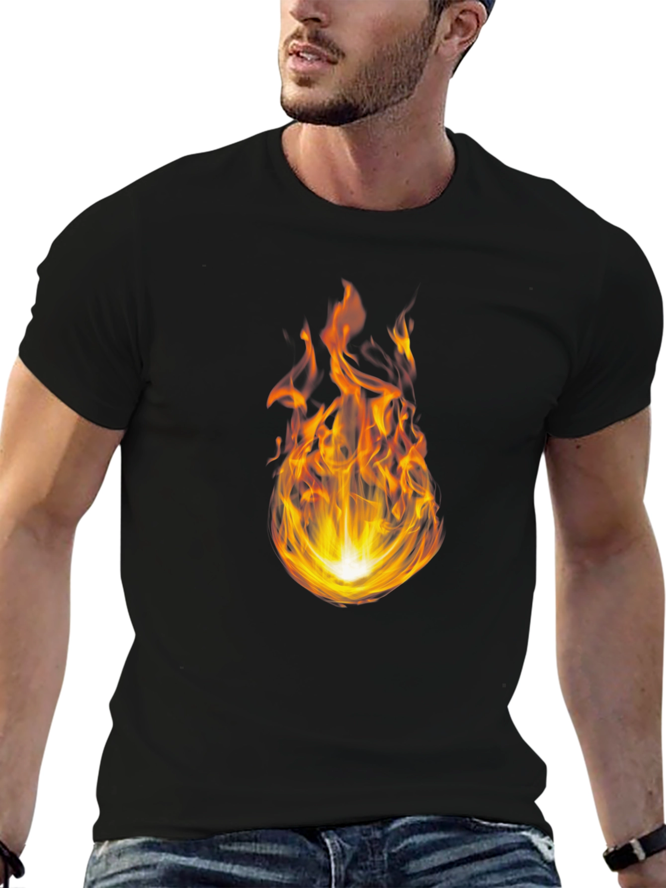 Fiery Flame Graphic Black T-Shirt