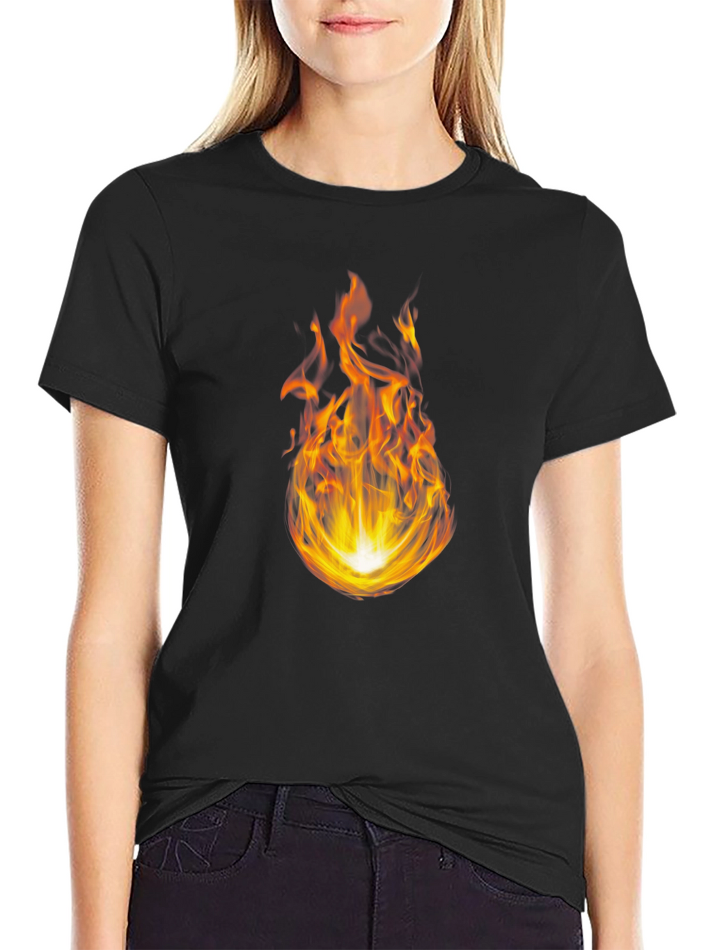 Fiery Flame Graphic Black T-Shirt