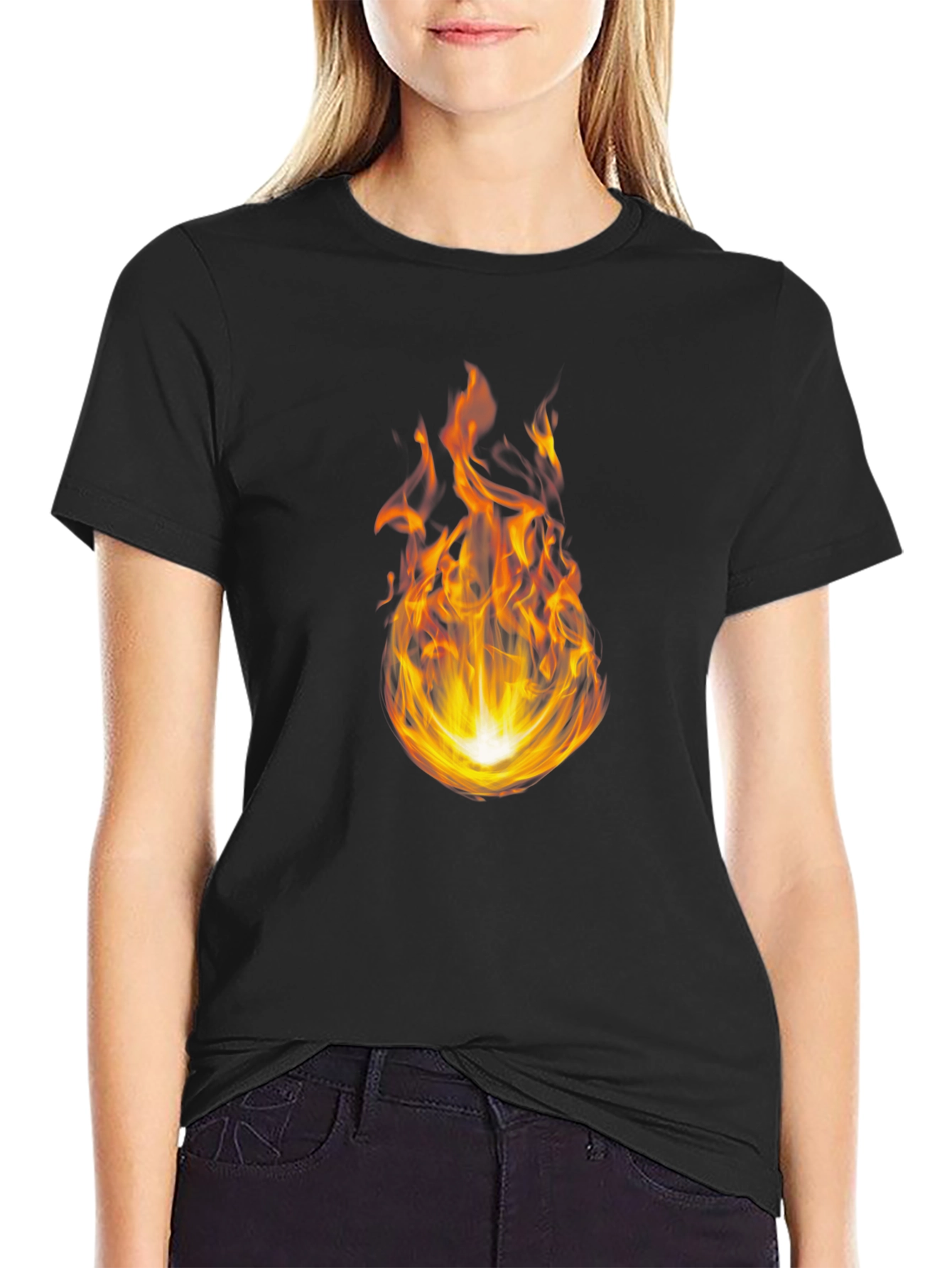 Fiery Flame Graphic Black T-Shirt