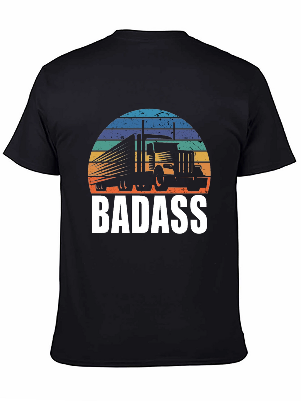 Badass Trucker T-Shirt - Retro Sunset Design