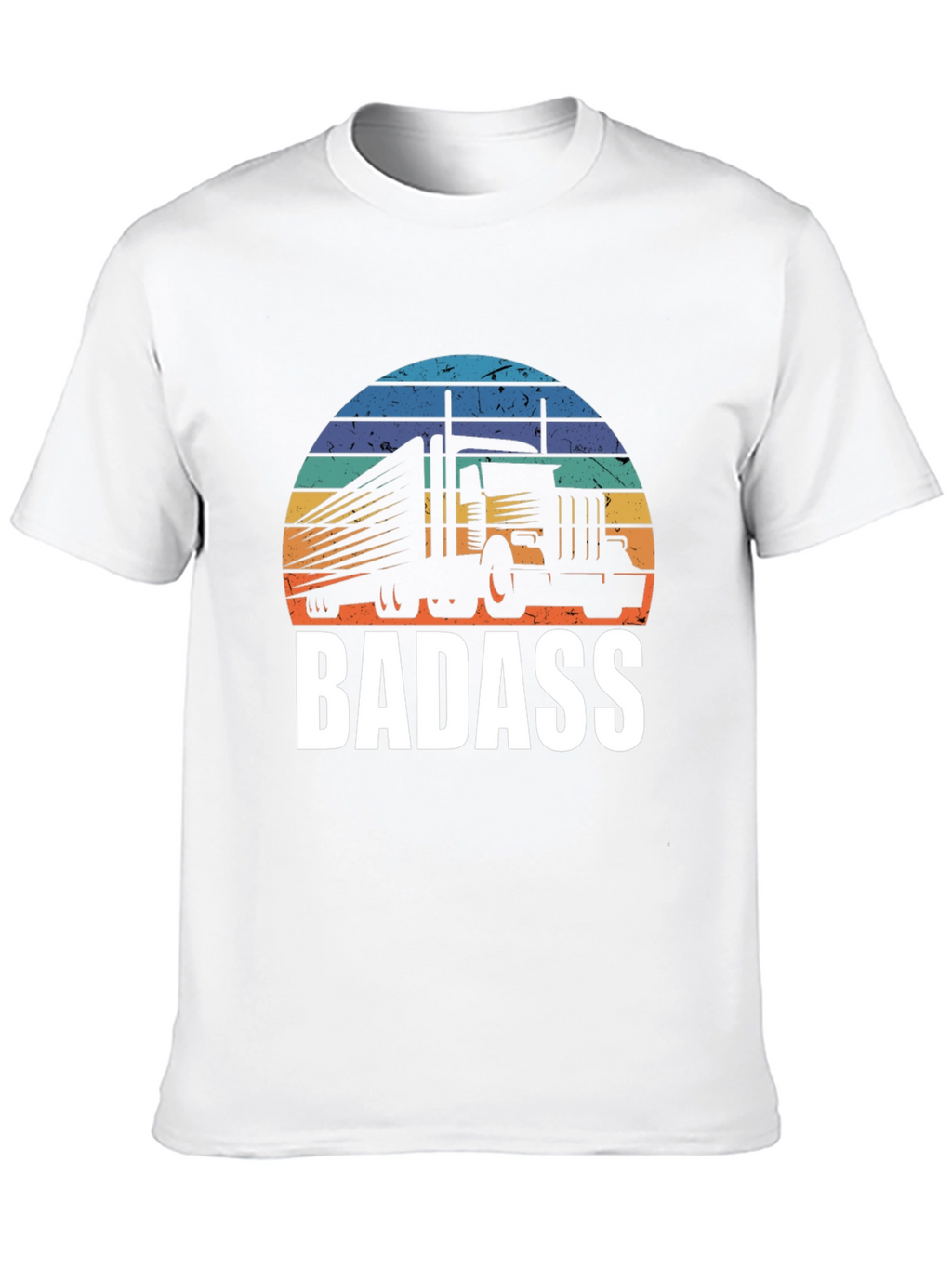 Badass Trucker T-Shirt - Retro Sunset Design