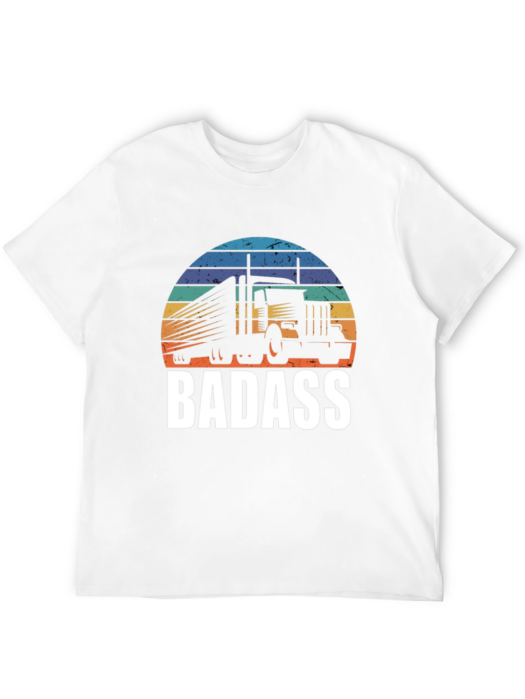 Badass Trucker T-Shirt - Retro Sunset Design